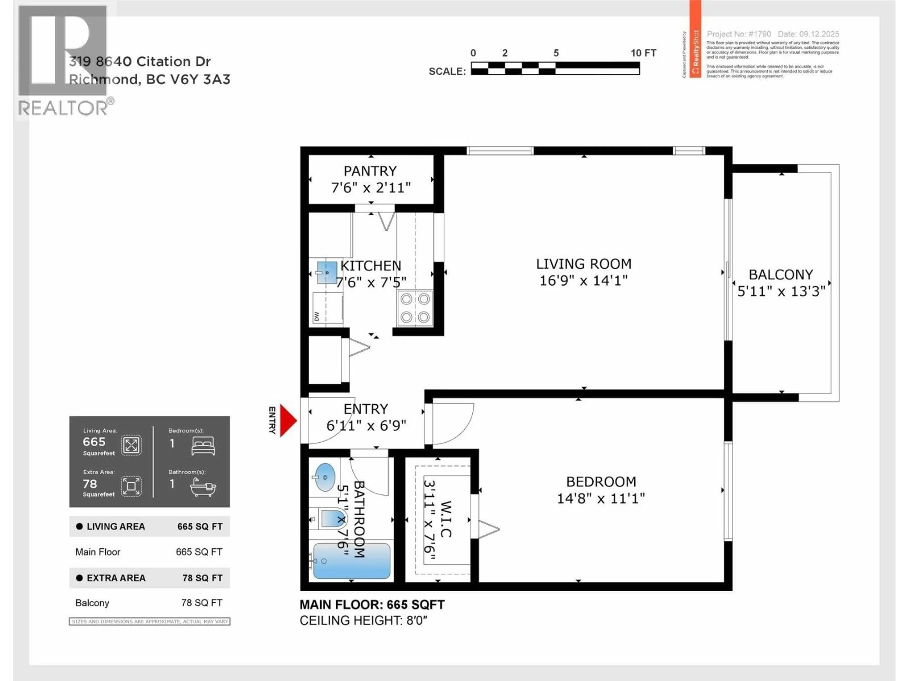 Floor plan for 319 - 8640 CITATION DRIVE, Richmond British Columbia V6Y3A3