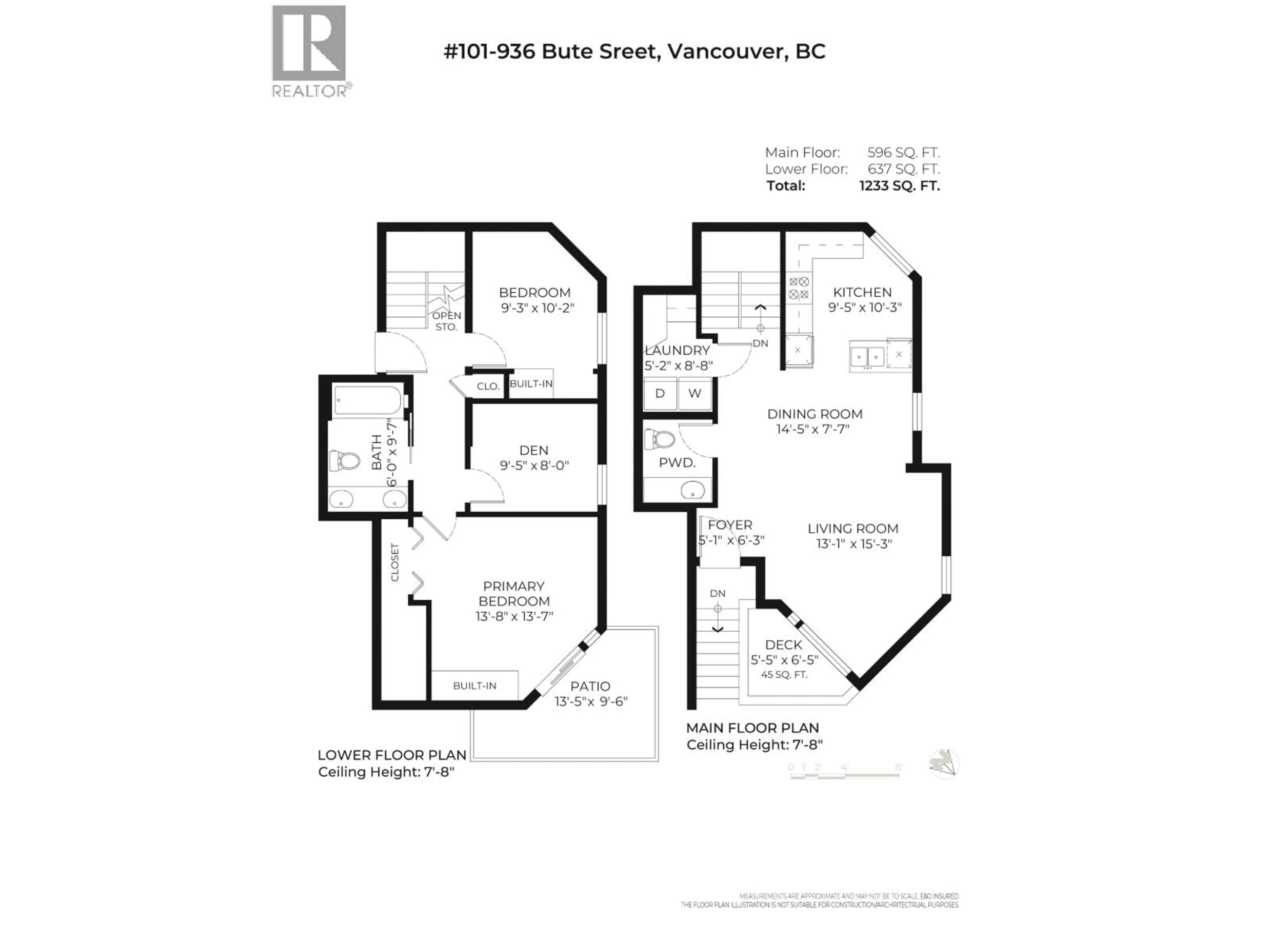 Floor plan for 101 - 936 BUTE STREET, Vancouver British Columbia V6E1Y8