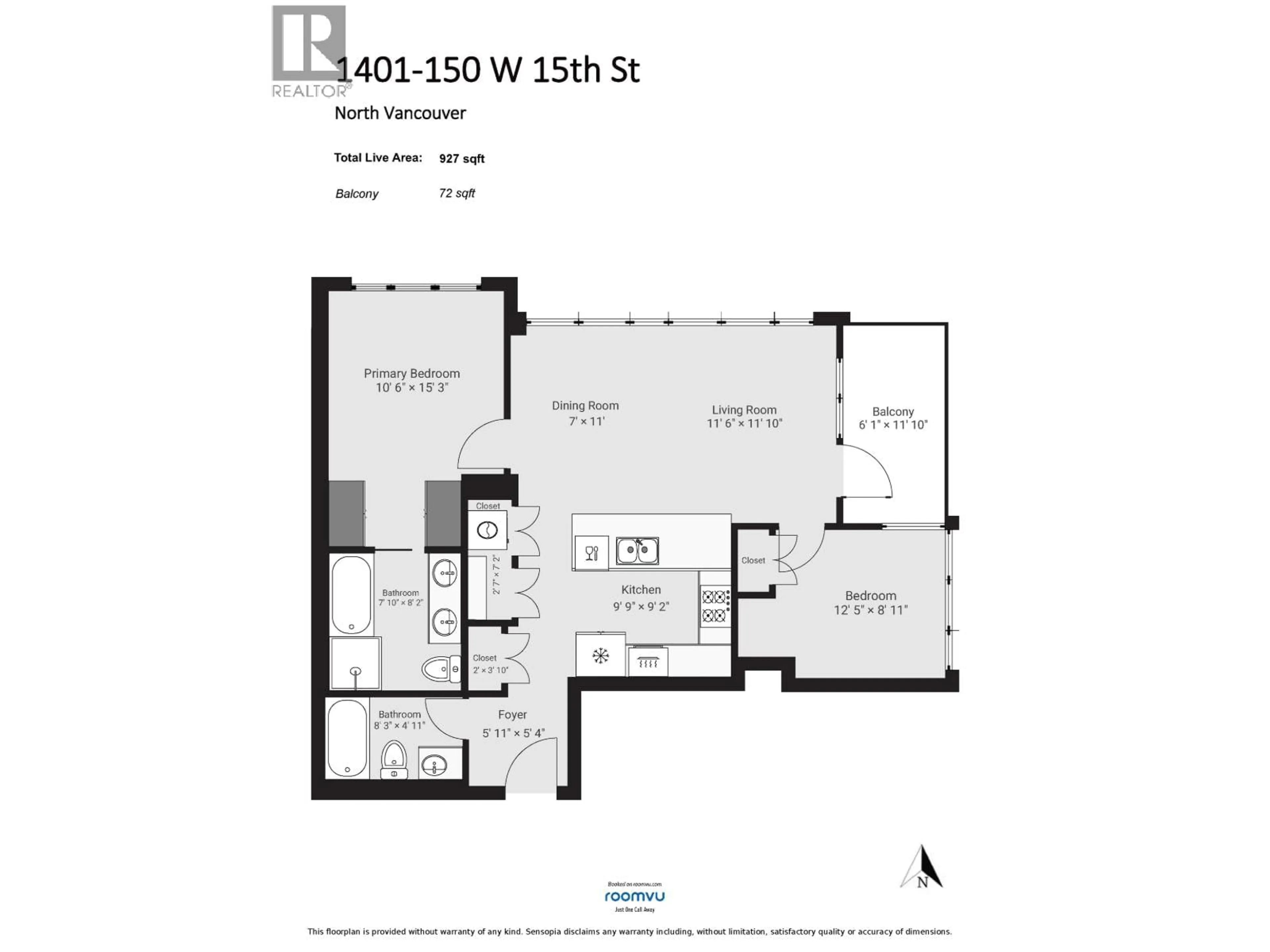 Floor plan for 1401 - 150 15TH STREET, North Vancouver British Columbia V7M0C4