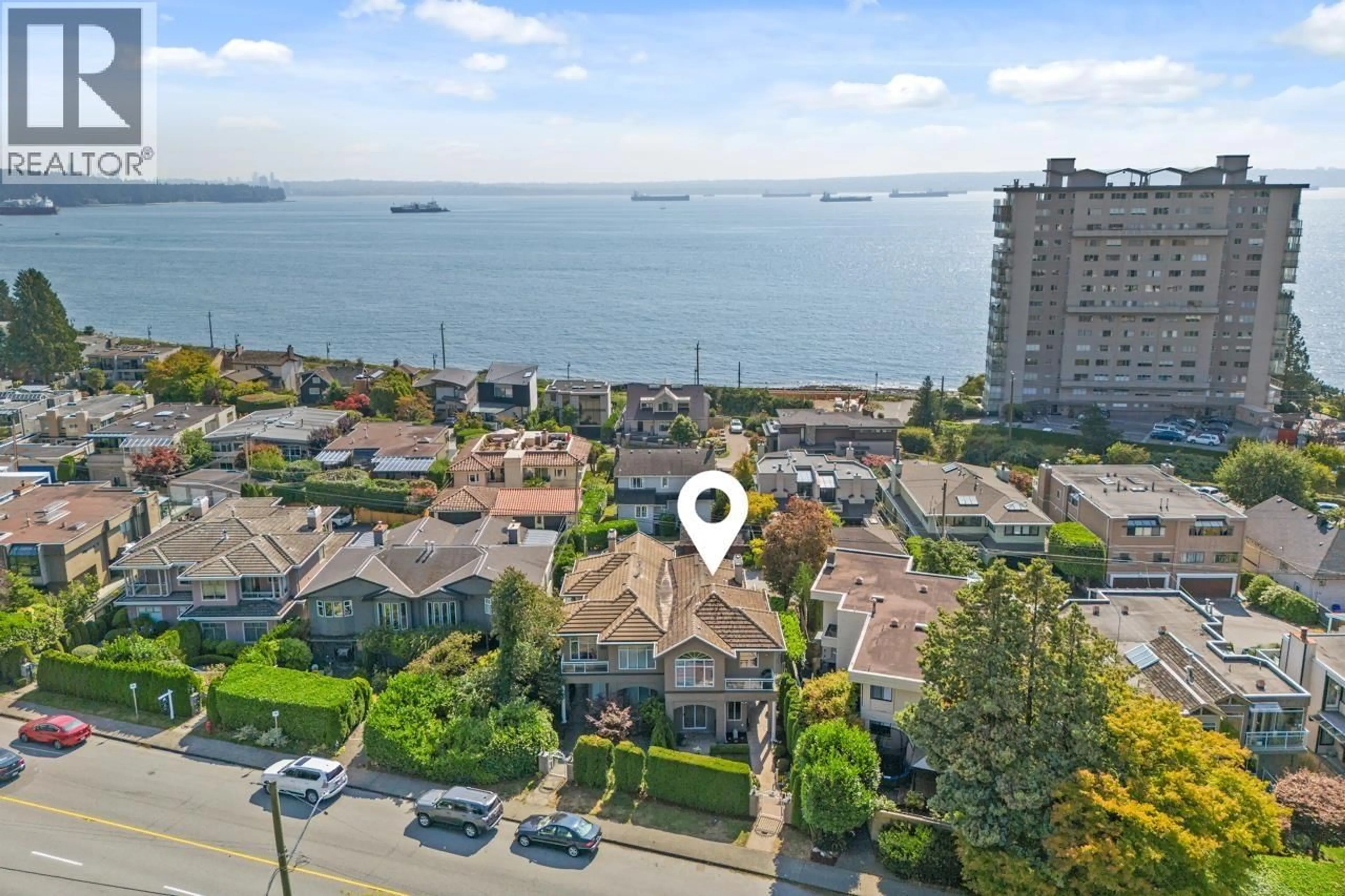 A pic from outside/outdoor area/front of a property/back of a property/a pic from drone, water/lake/river/ocean view for 2362 MARINE DRIVE, West Vancouver British Columbia V7V1K8