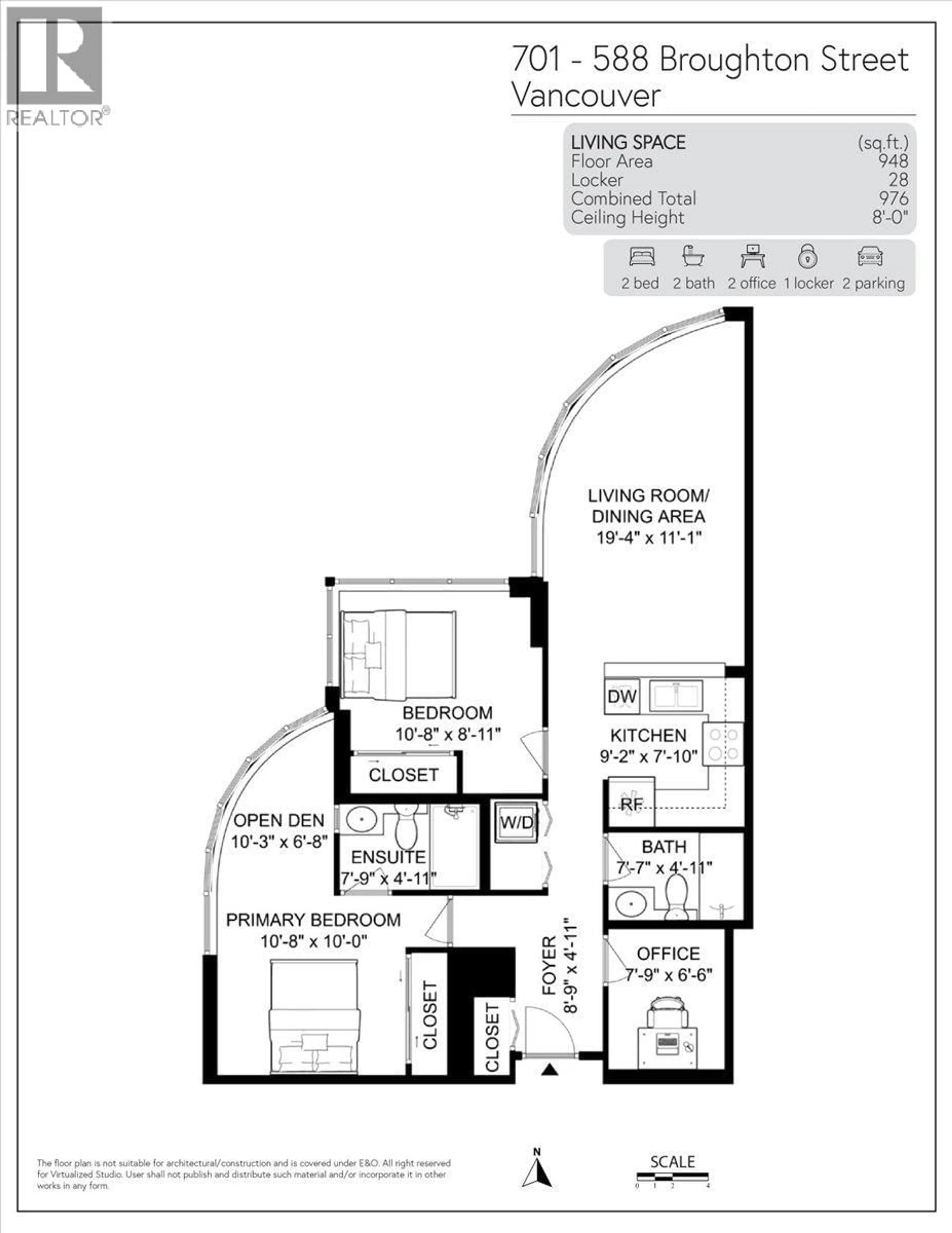 Floor plan for 701 - 588 BROUGHTON STREET, Vancouver British Columbia V6G3E3