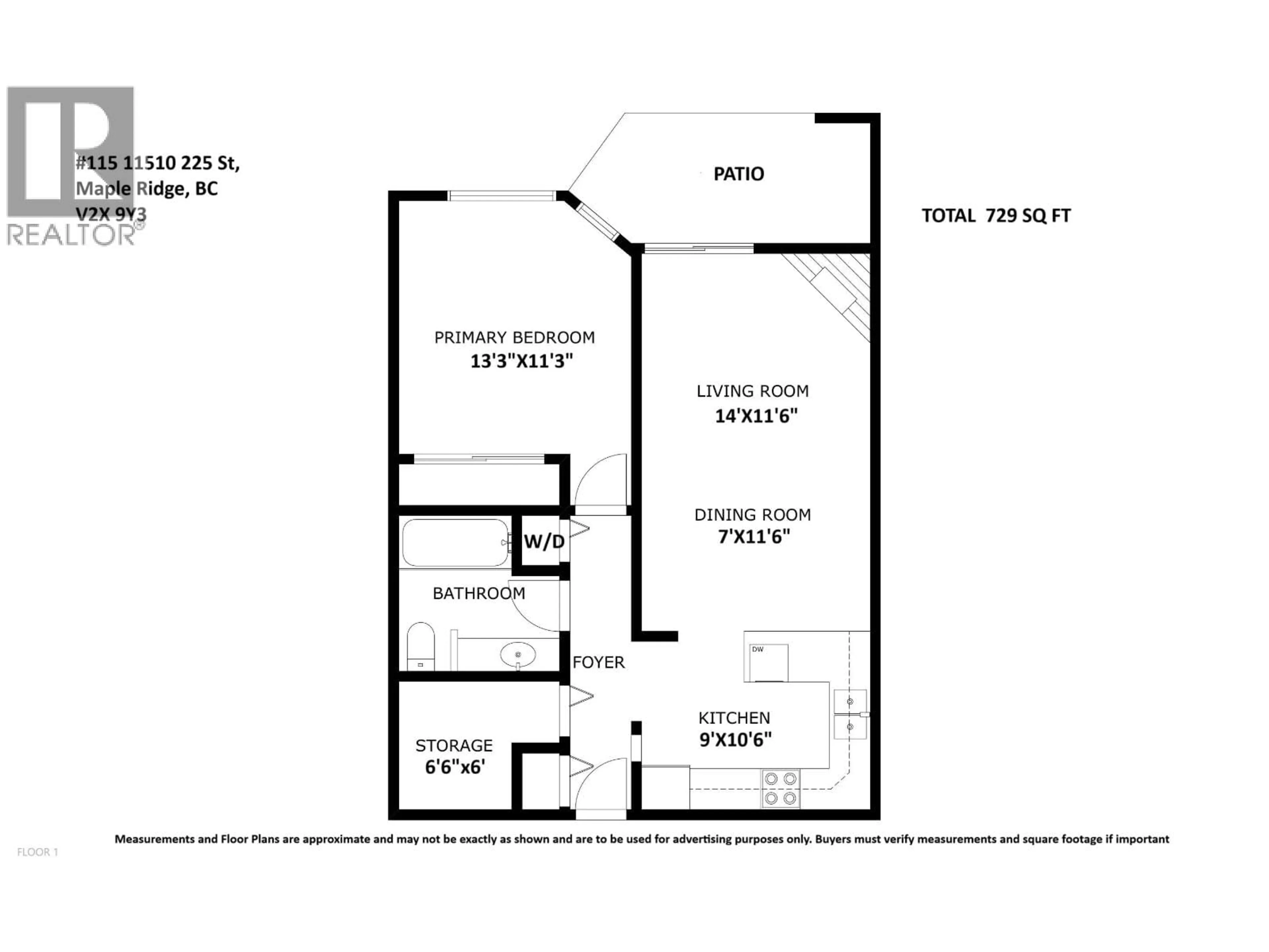 Floor plan for 115 - 11510 225 STREET, Maple Ridge British Columbia V2X9Y3