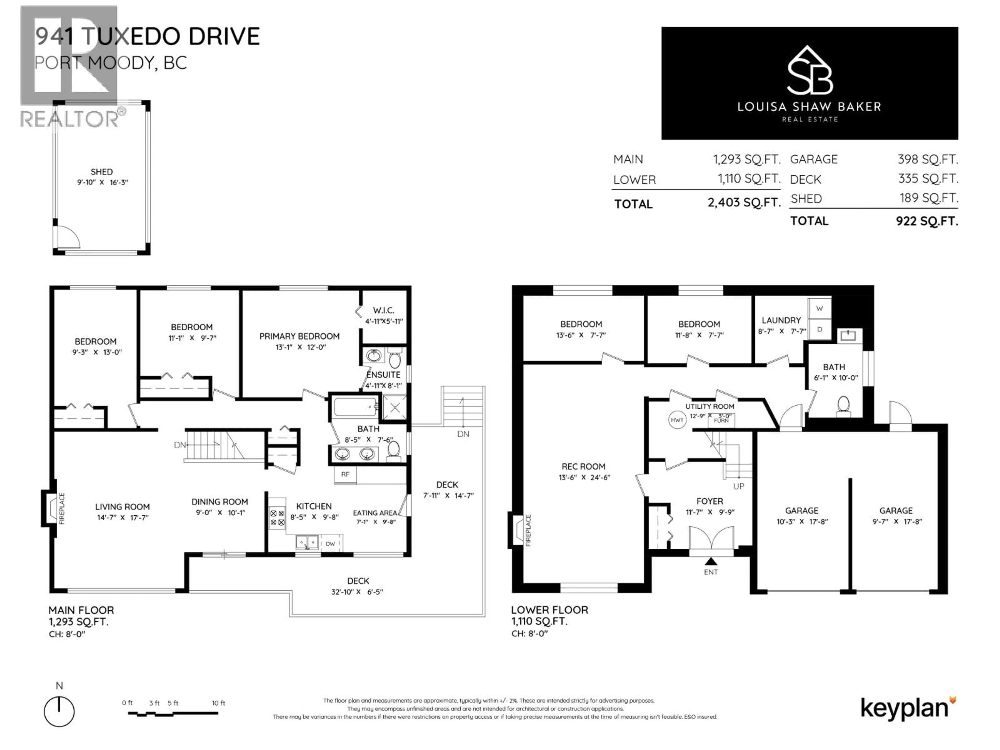 Floor plan for 941 TUXEDO DRIVE, Port Moody British Columbia V3H1L2