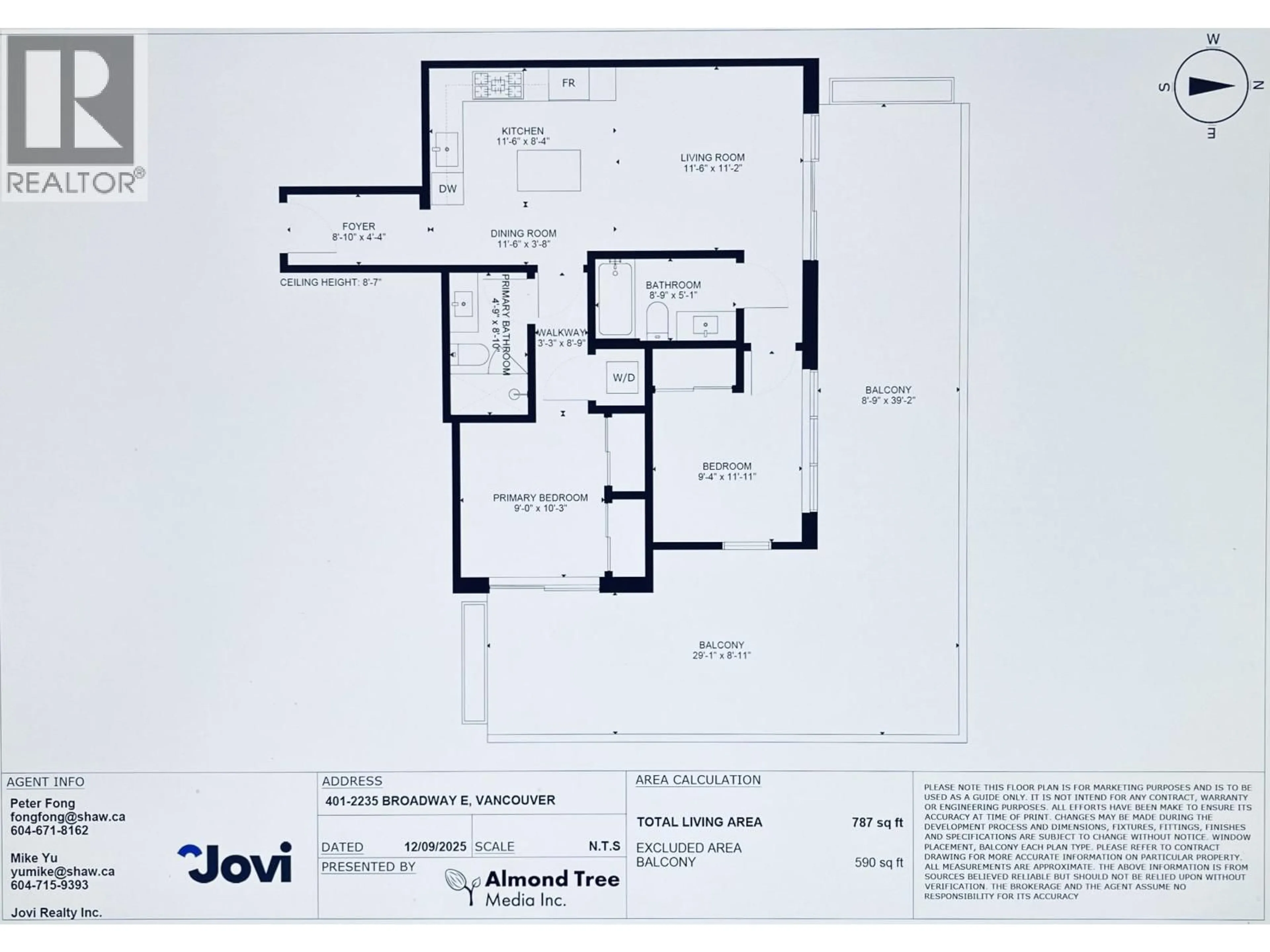 Floor plan for 401 - 2235 BROADWAY, Vancouver British Columbia V5N0J5