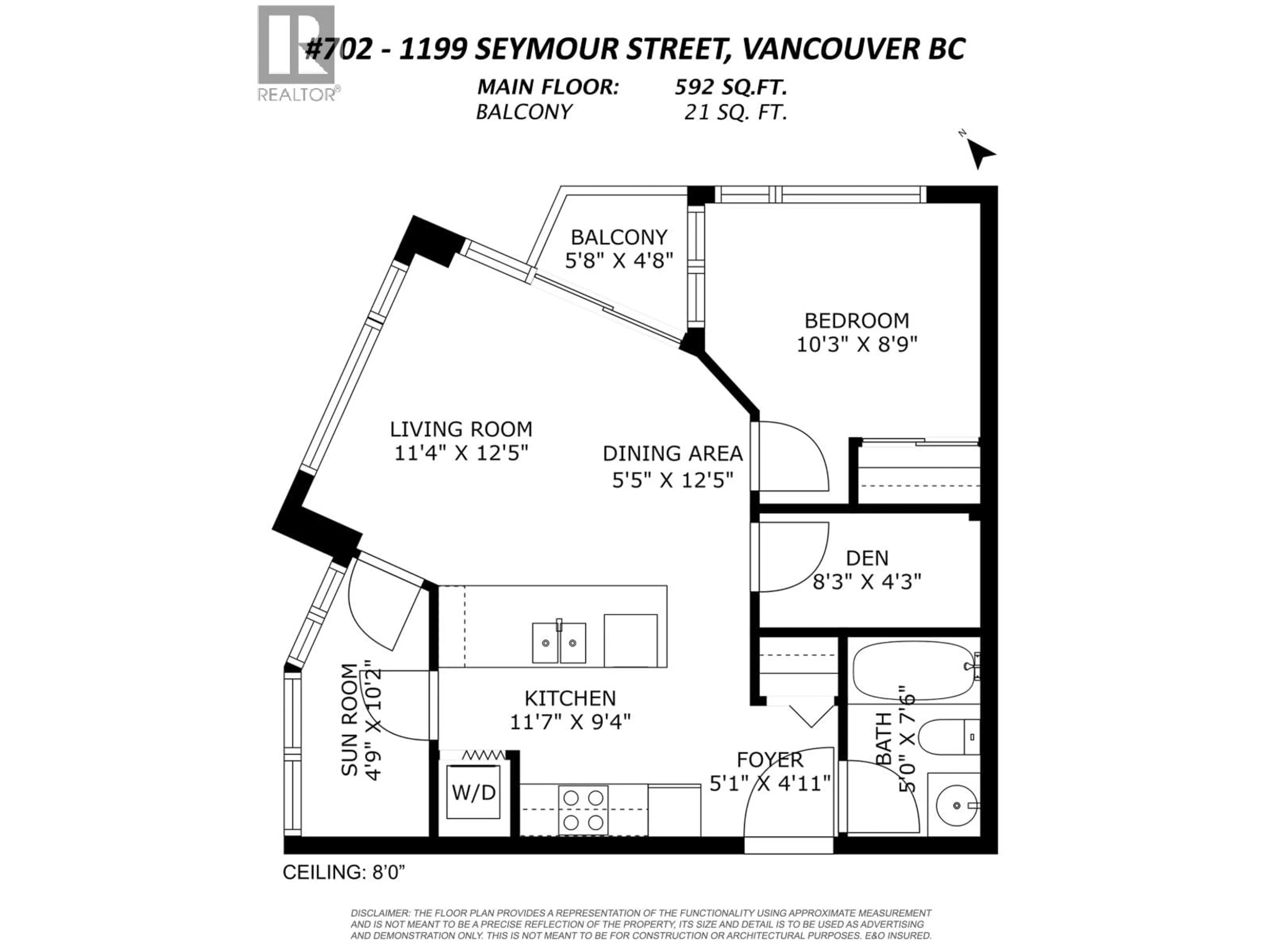 Floor plan for 702 - 1199 SEYMOUR STREET, Vancouver British Columbia V6B1K3