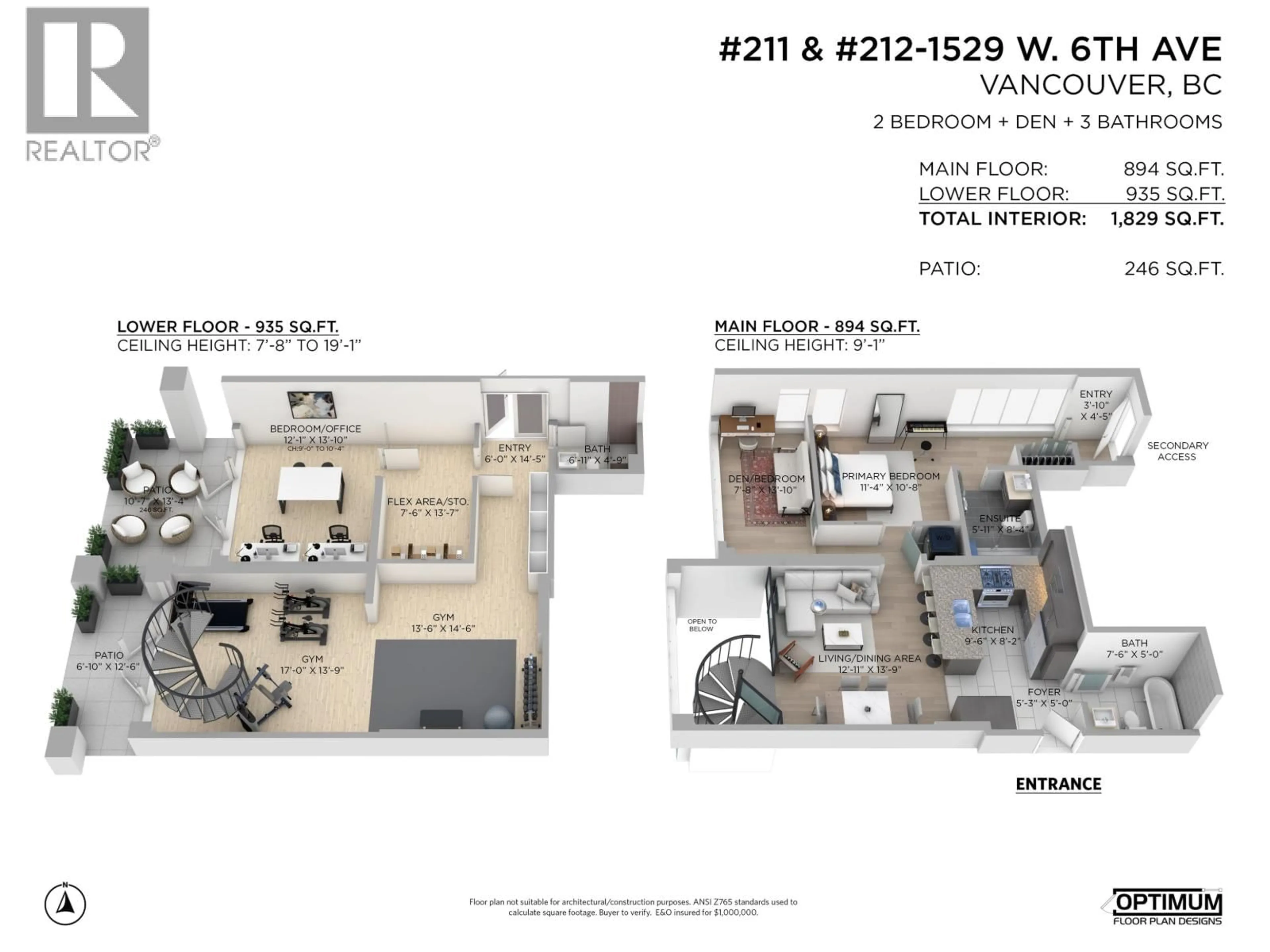 Floor plan for 211&212 - 1529 6TH AVENUE, Vancouver British Columbia V6J1R1