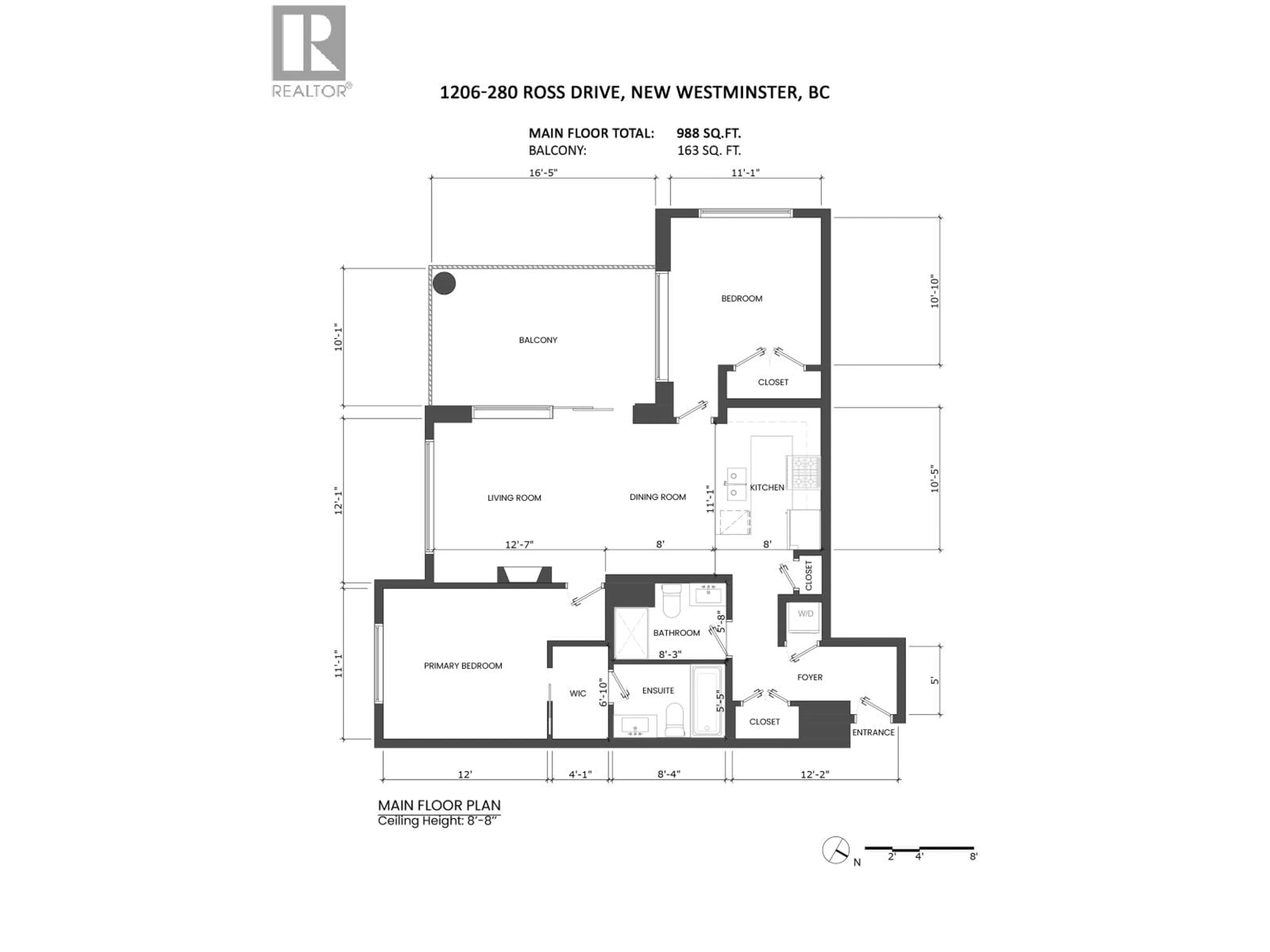 Floor plan for 1206 - 280 ROSS DRIVE, New Westminster British Columbia V3L0C2
