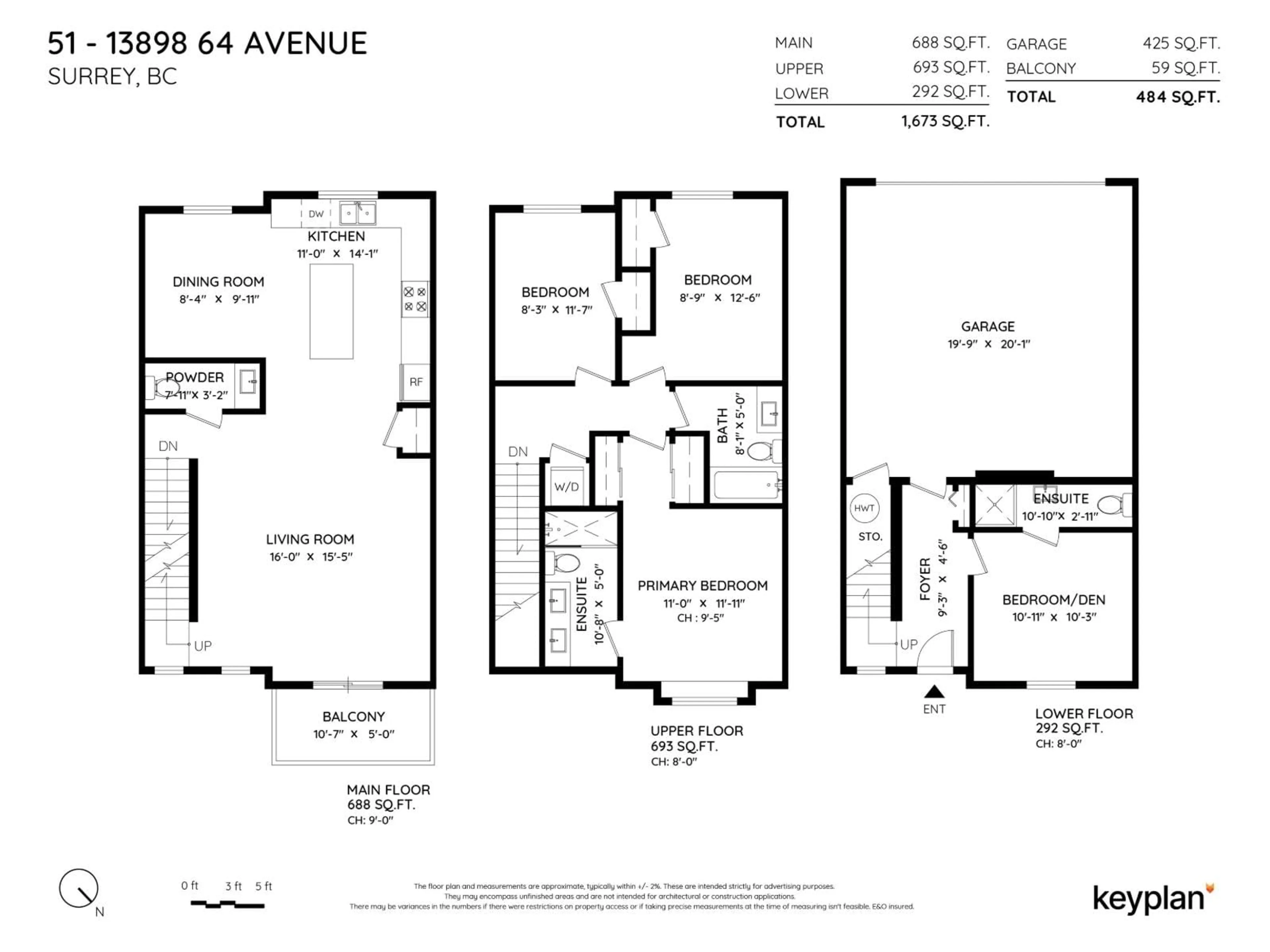 Floor plan for 29 - 13898 64, Surrey British Columbia V3W1L6