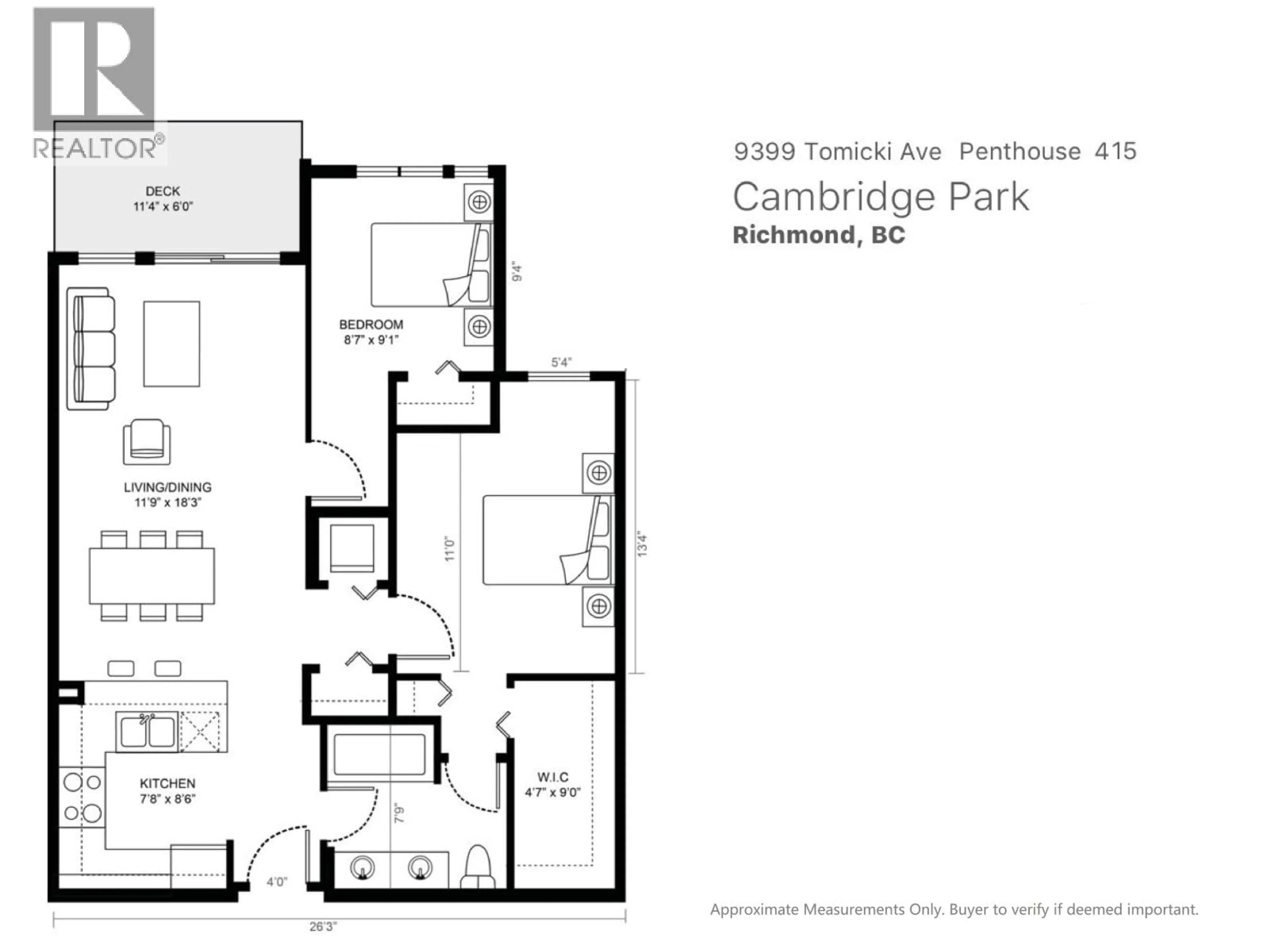Floor plan for 415 - 9399 TOMICKI AVENUE, Richmond British Columbia V6X0H6