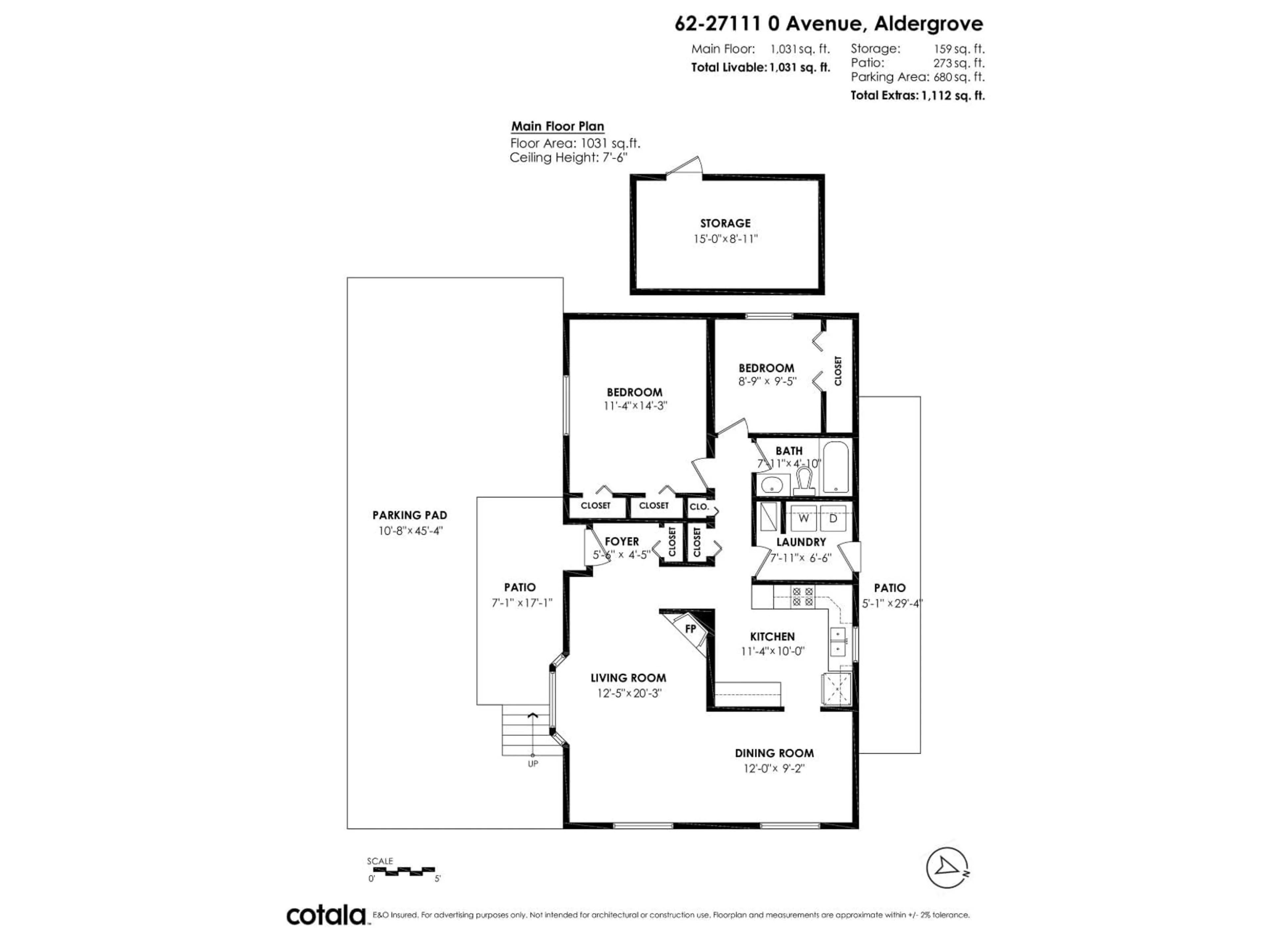 Floor plan for 62 - 27111 0, Langley British Columbia V4W2T1