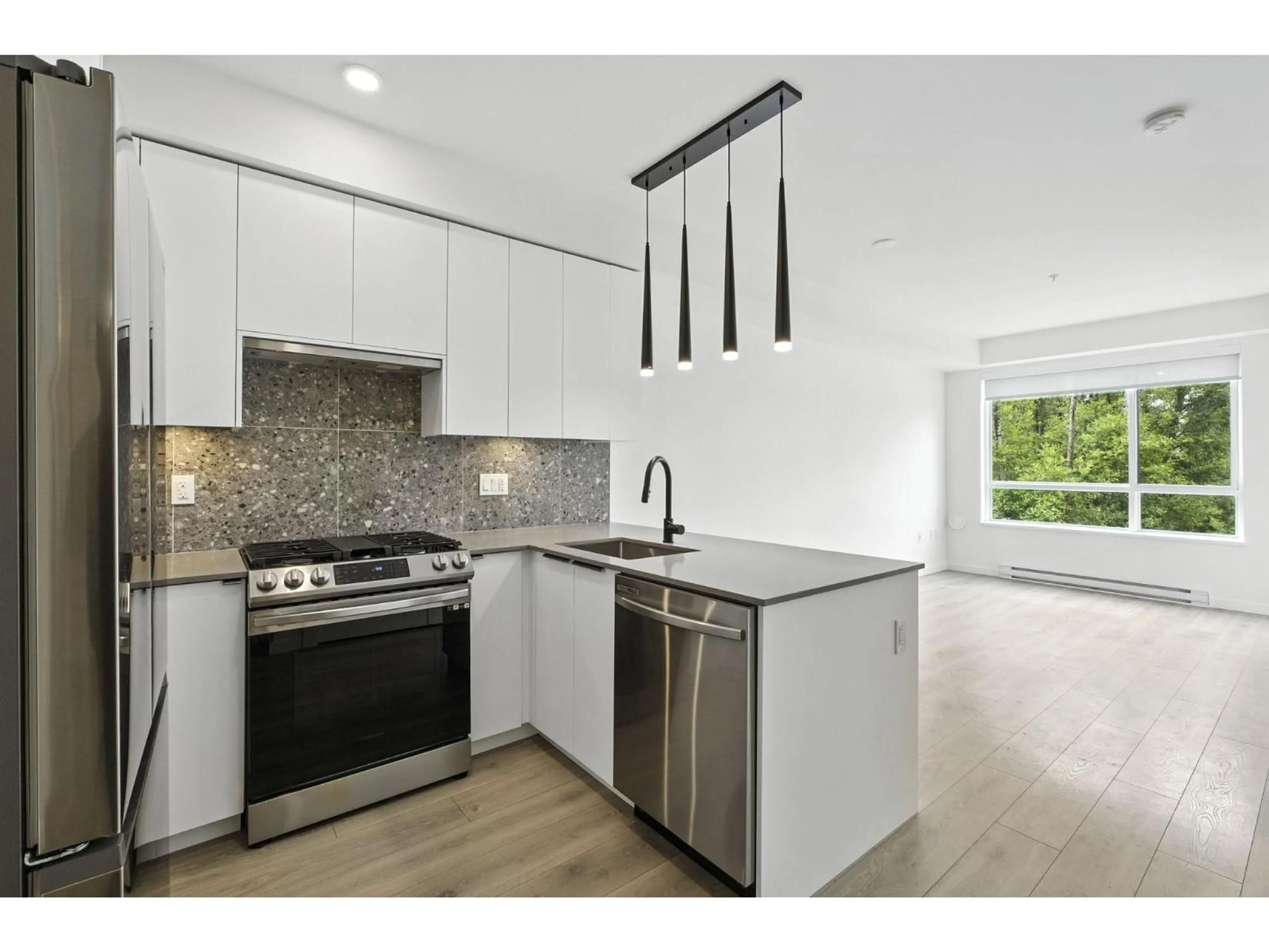 Open concept kitchen, ceramic/tile floor for 310 - 7920 206, Langley British Columbia V2Y3X1