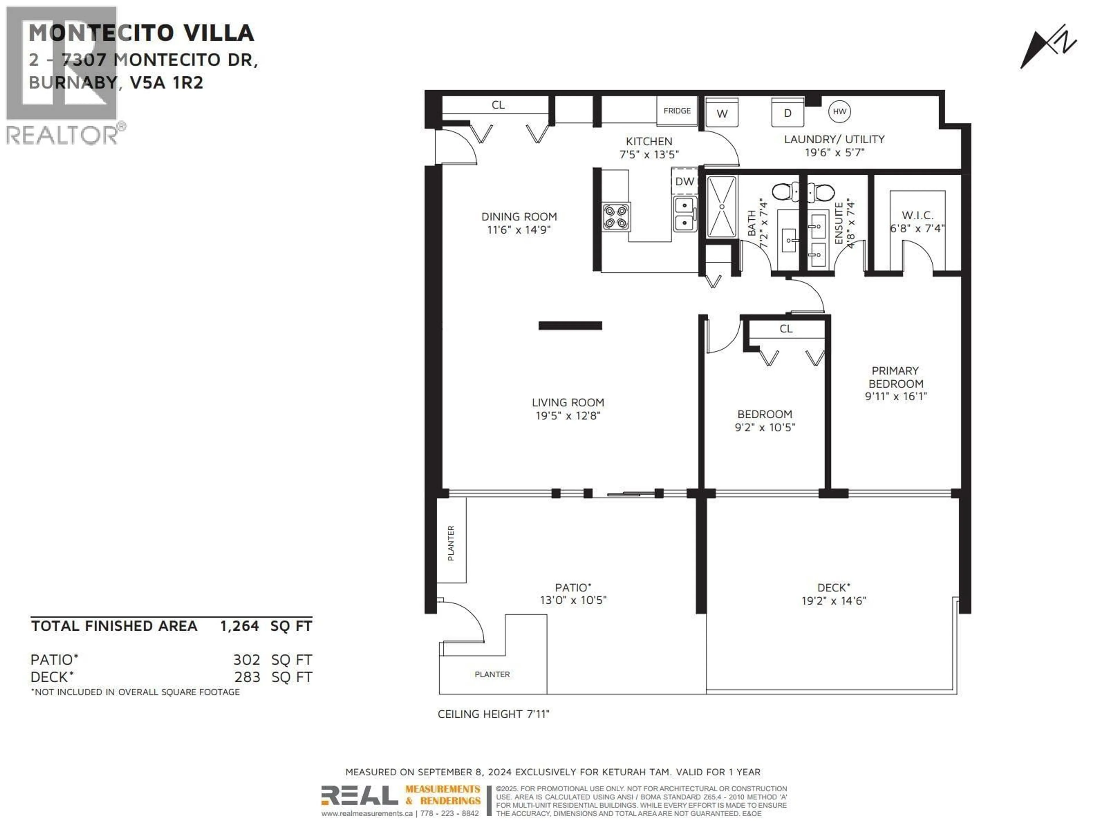 Floor plan for 2 - 7307 MONTECITO DRIVE, Burnaby British Columbia V5A1R2