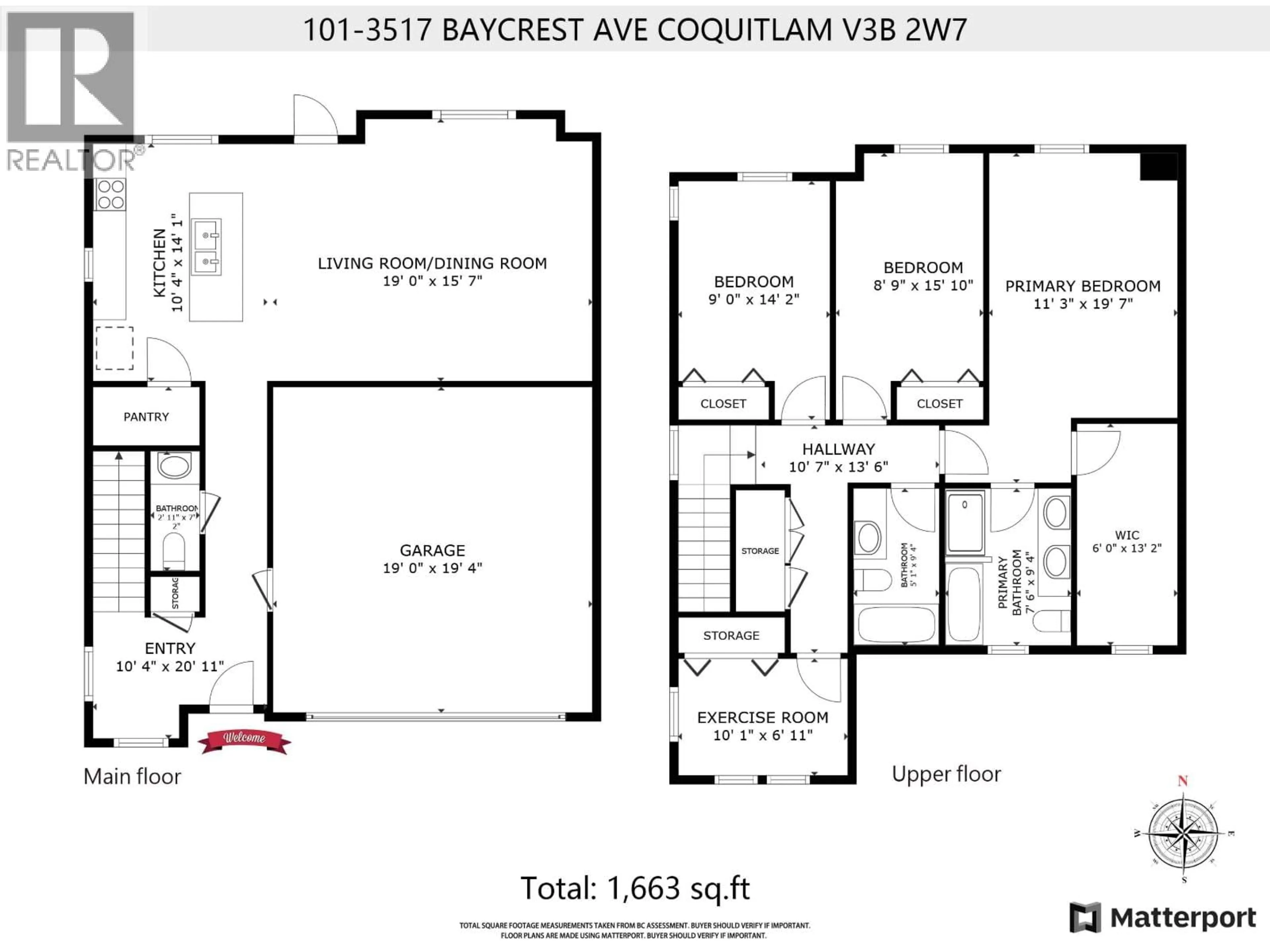 Floor plan for 101 - 3517 BAYCREST AVENUE, Coquitlam British Columbia V3B0S3