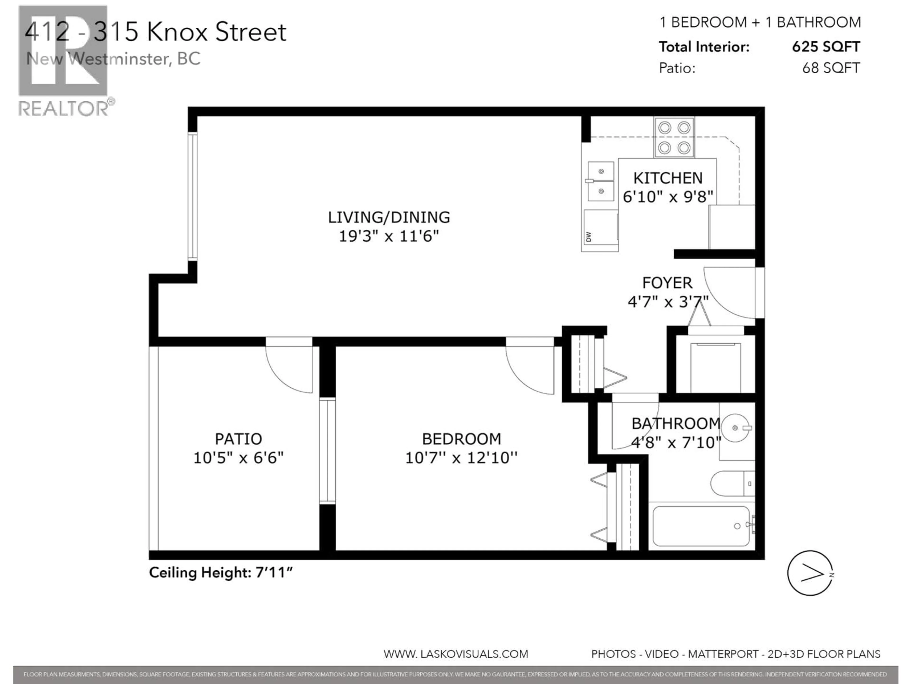 Floor plan for 412 - 315 KNOX STREET, New Westminster British Columbia V3L0B5