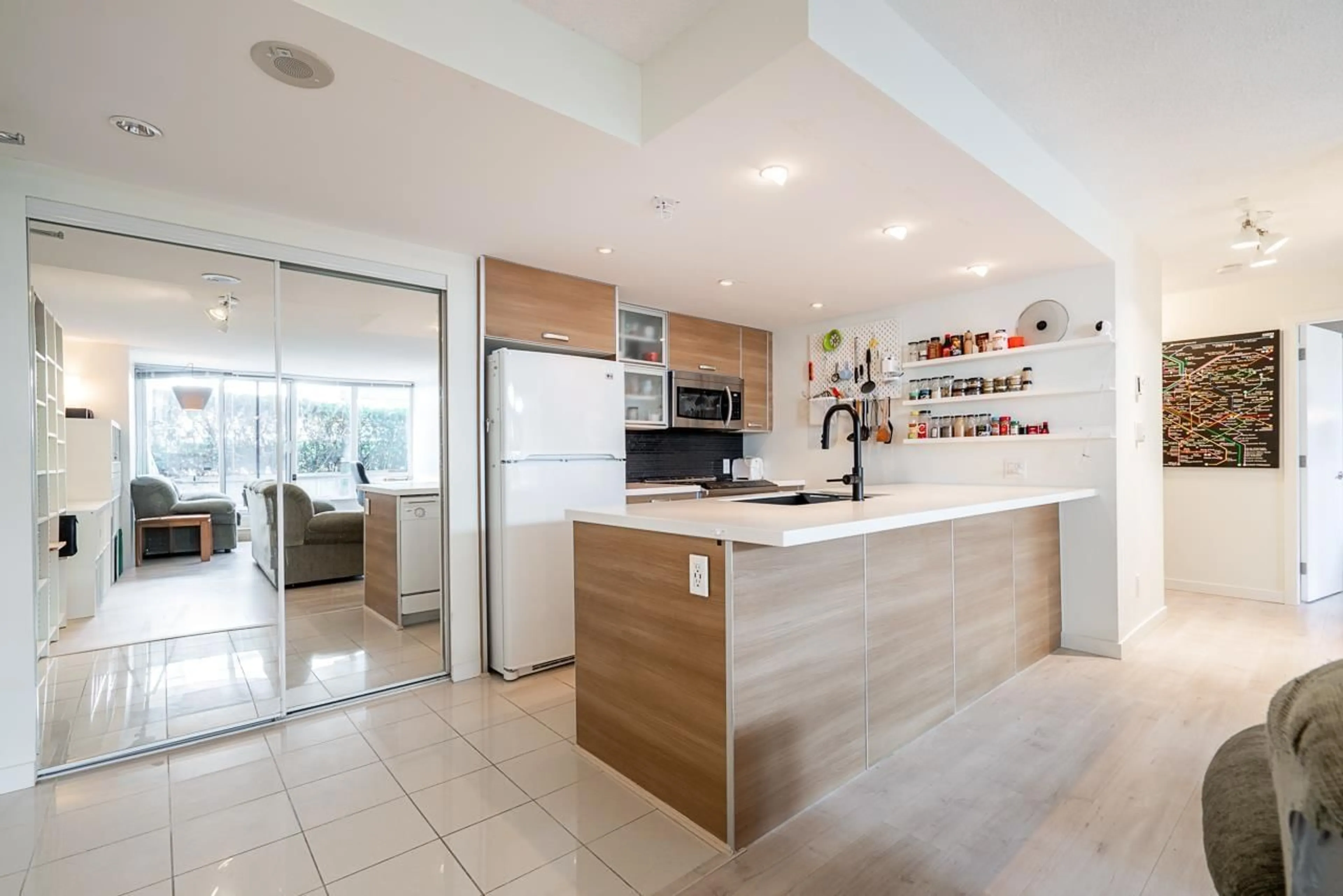 Contemporary kitchen, ceramic/tile floor for 201 - 9981 WHALLEY, Surrey British Columbia V3T0G6