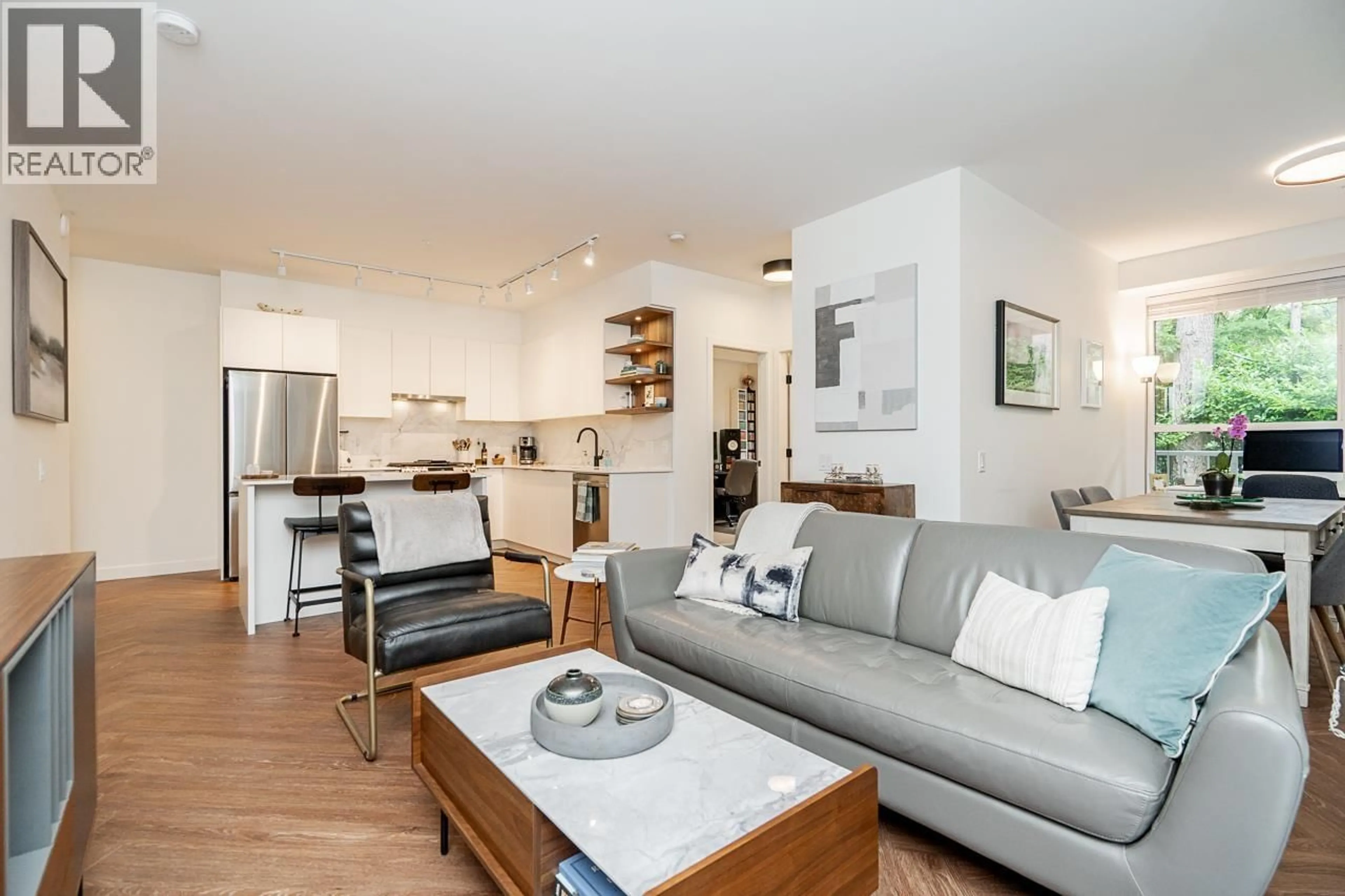 Living room with furniture, wood/laminate floor for 420 - 3229 ST JOHNS STREET, Port Moody British Columbia V3H0M4