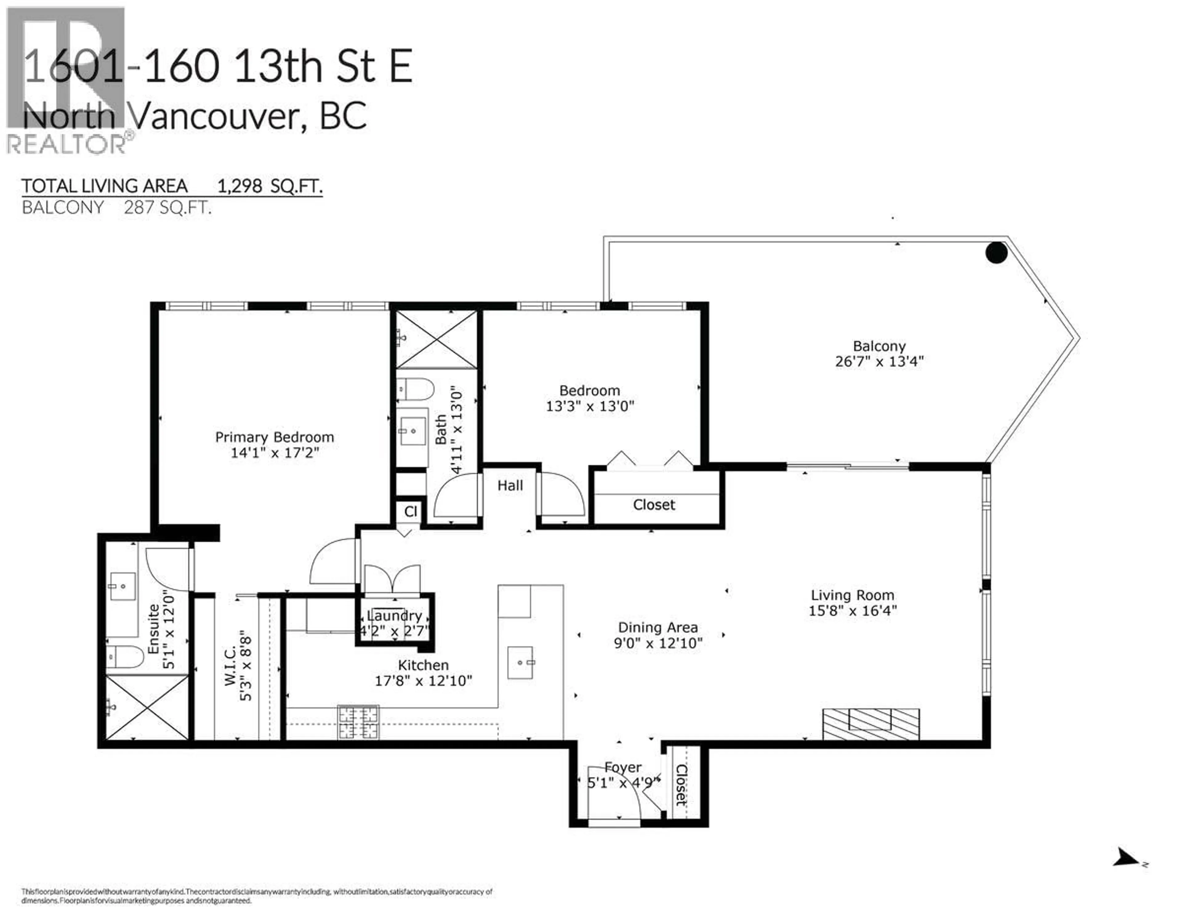 Floor plan for 1601 - 160 13TH STREET, North Vancouver British Columbia V7L2L5