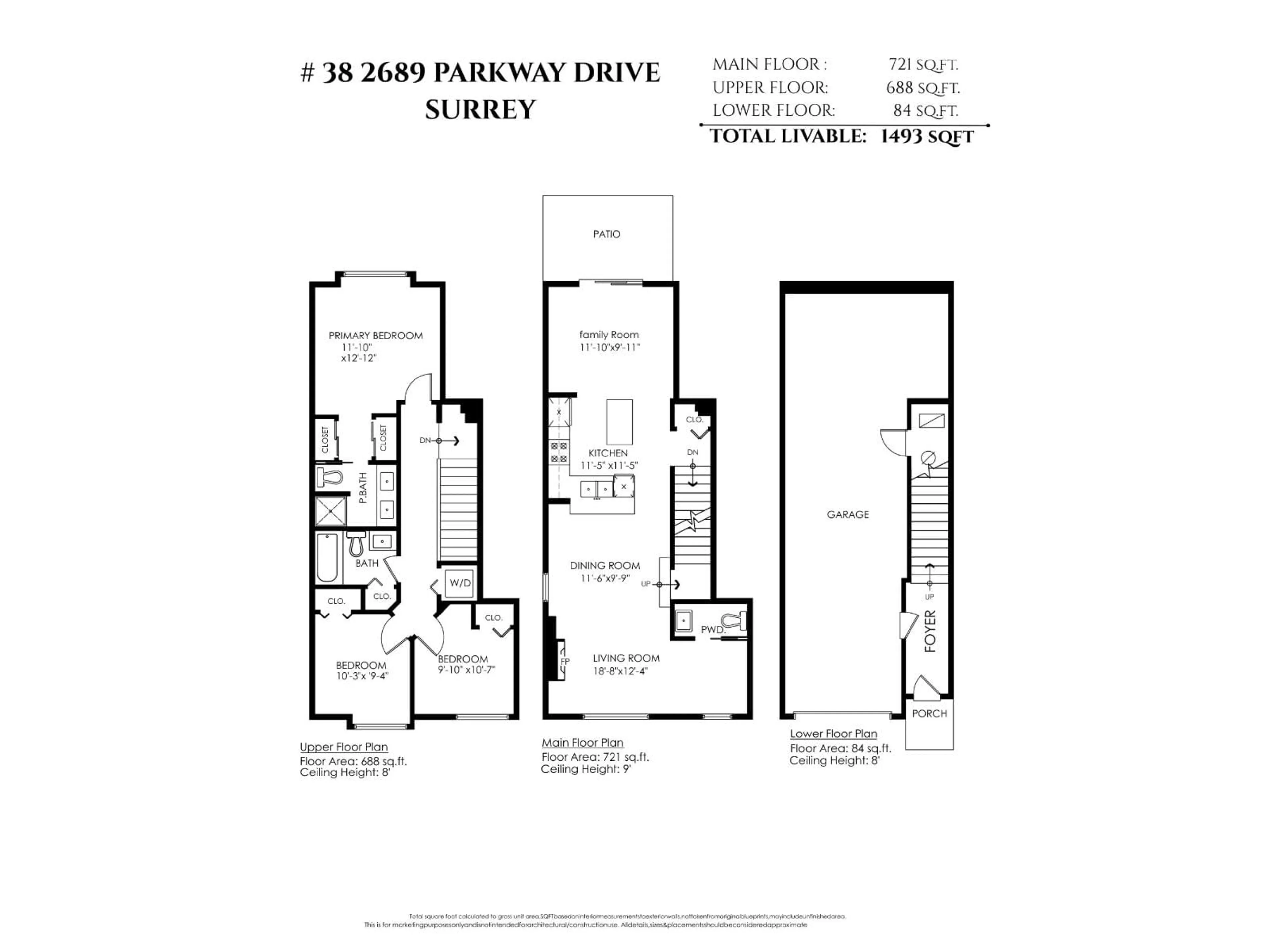 Floor plan for 38 - 2689 PARKWAY, Surrey British Columbia V4P0C3