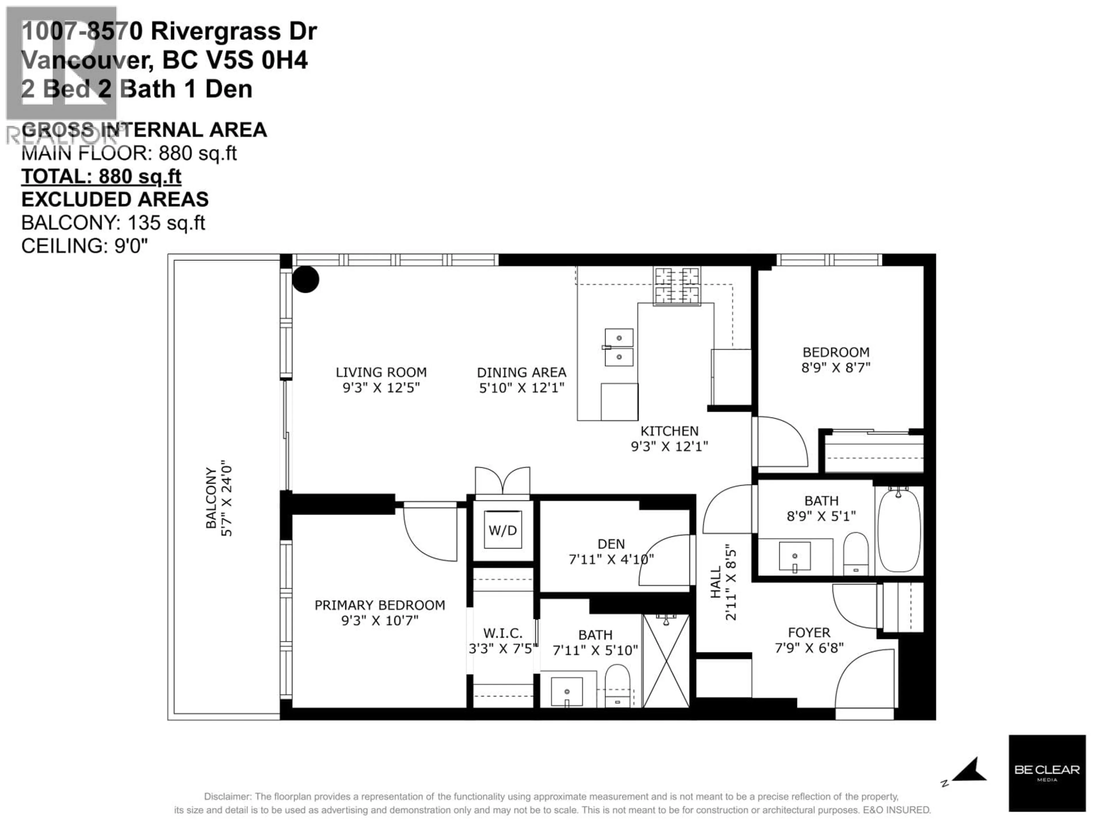 Floor plan for 1007 - 8570 RIVERGRASS DRIVE, Vancouver British Columbia V5S0H4