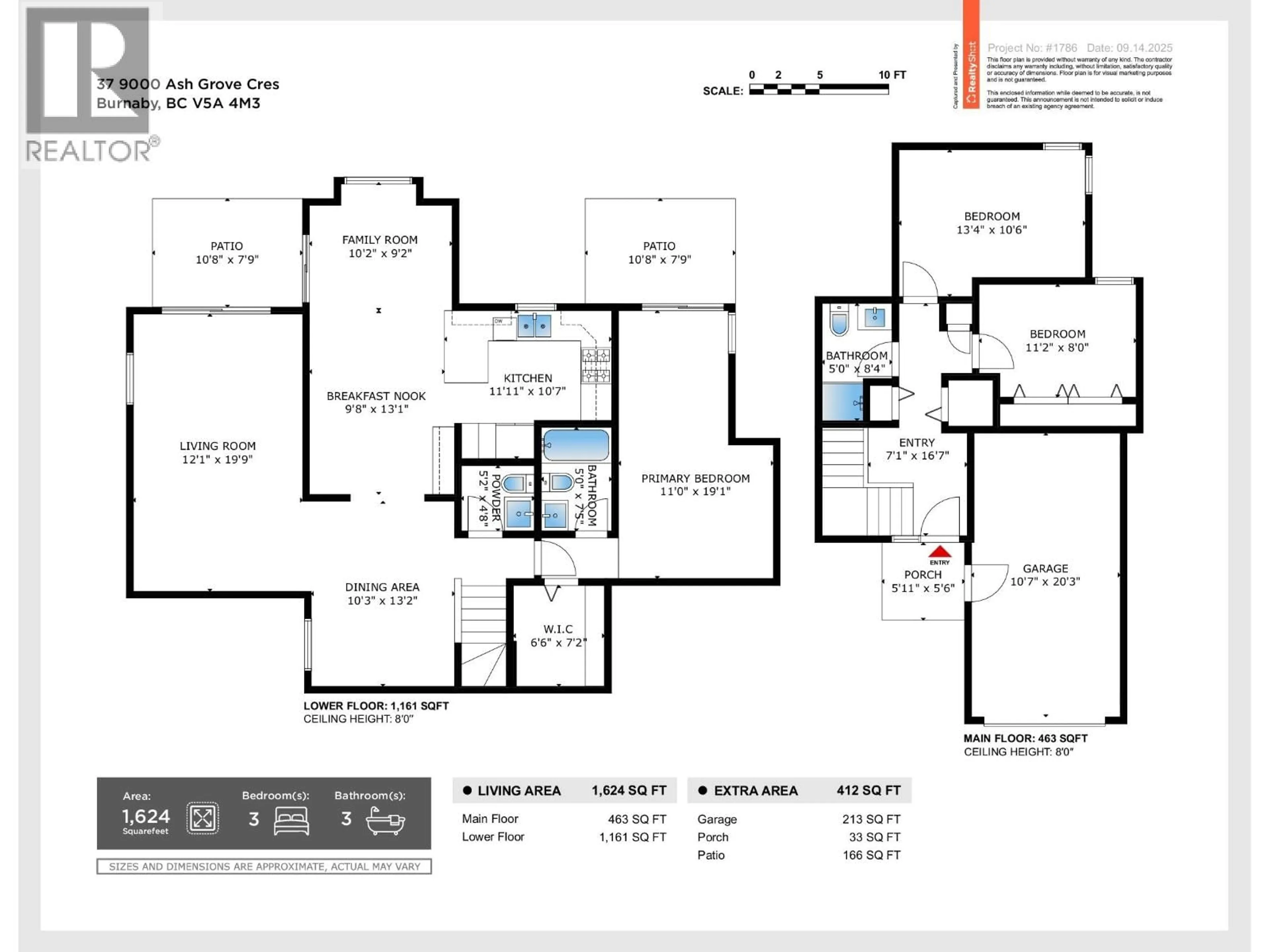 Floor plan for 37 - 9000 ASH GROVE CRESCENT, Burnaby British Columbia V5A4M3
