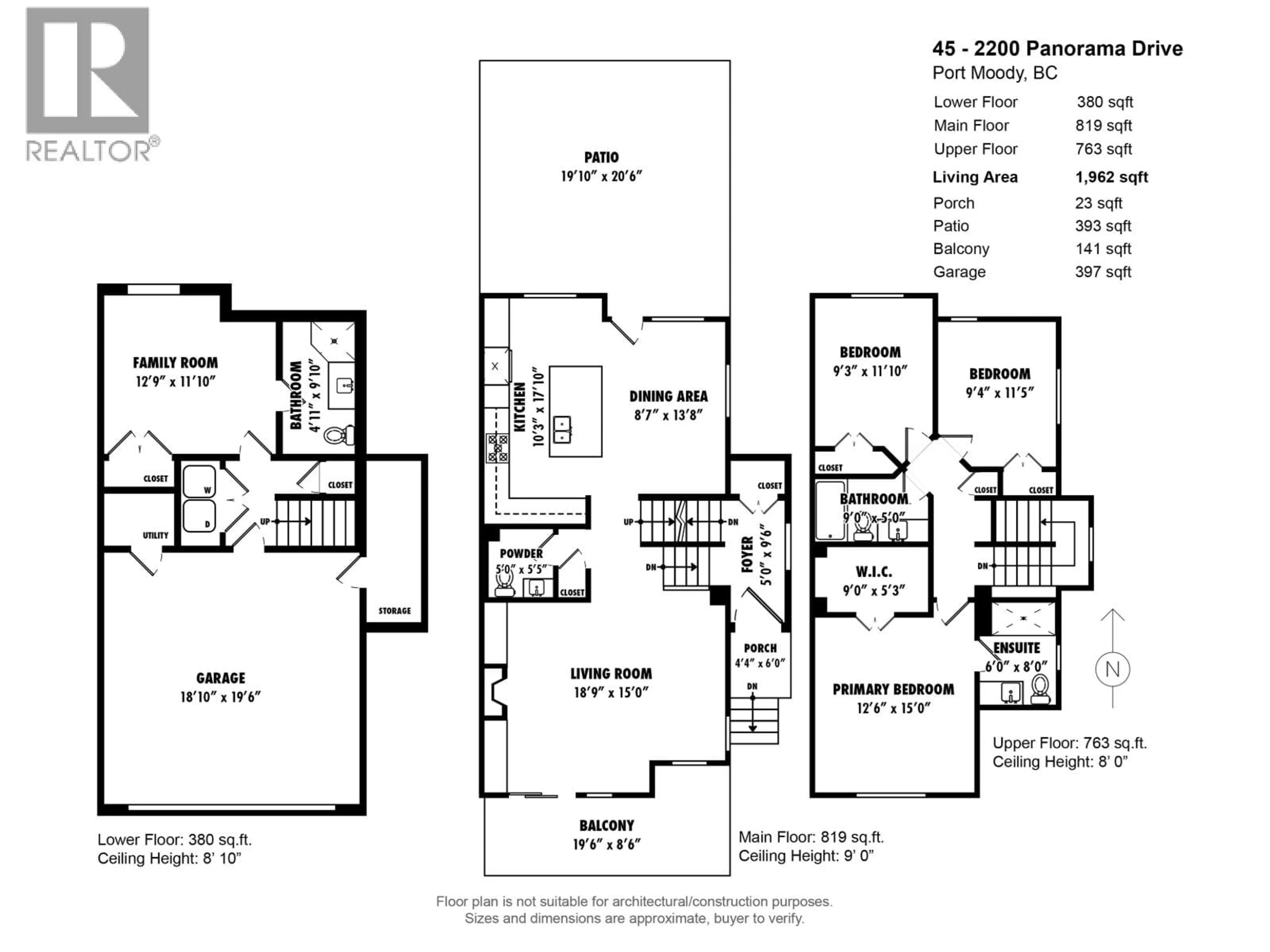 Floor plan for 45 - 2200 PANORAMA DRIVE, Port Moody British Columbia V3H5M2