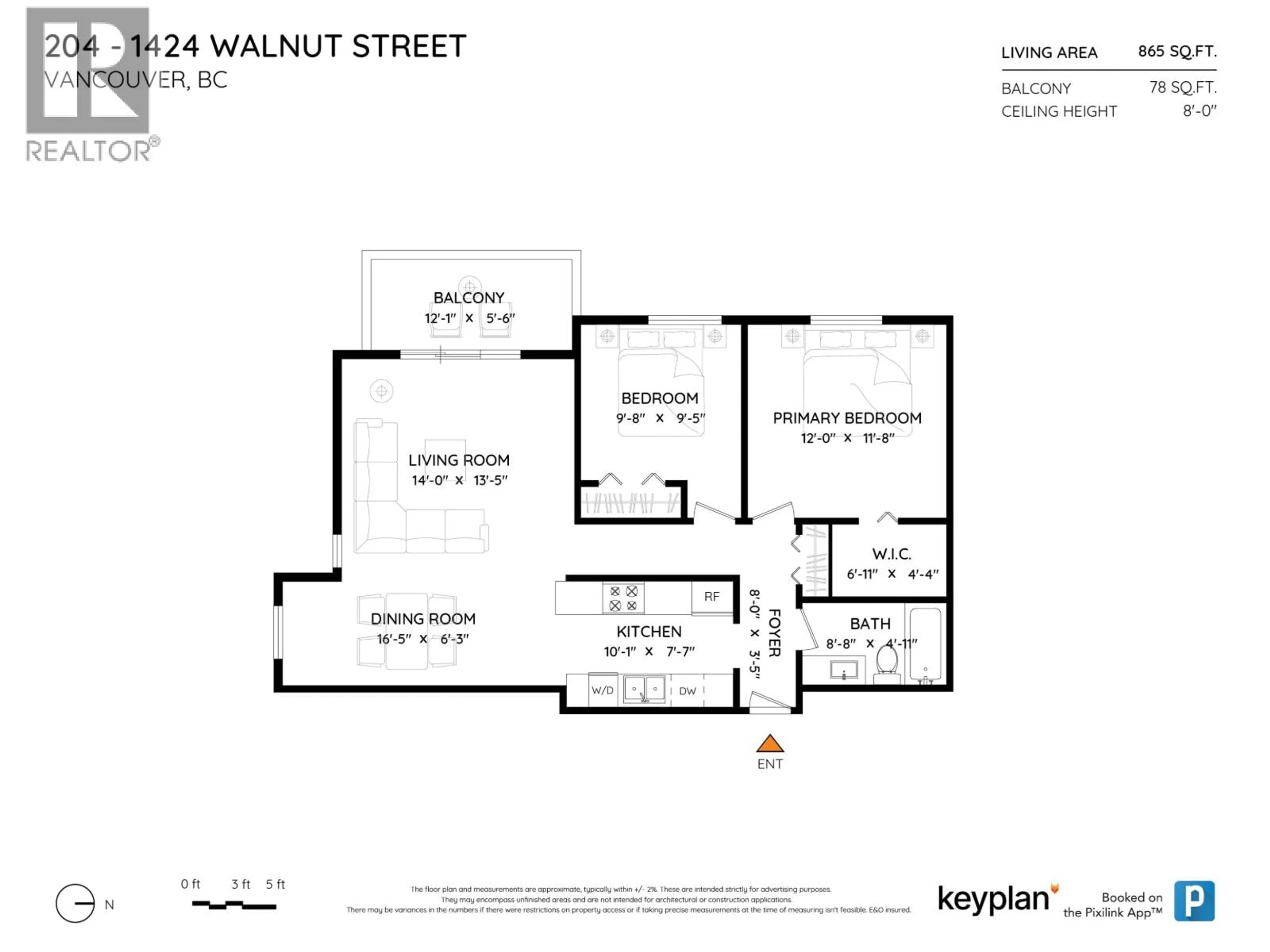 Floor plan for 204 - 1424 WALNUT STREET, Vancouver British Columbia V6J3R3