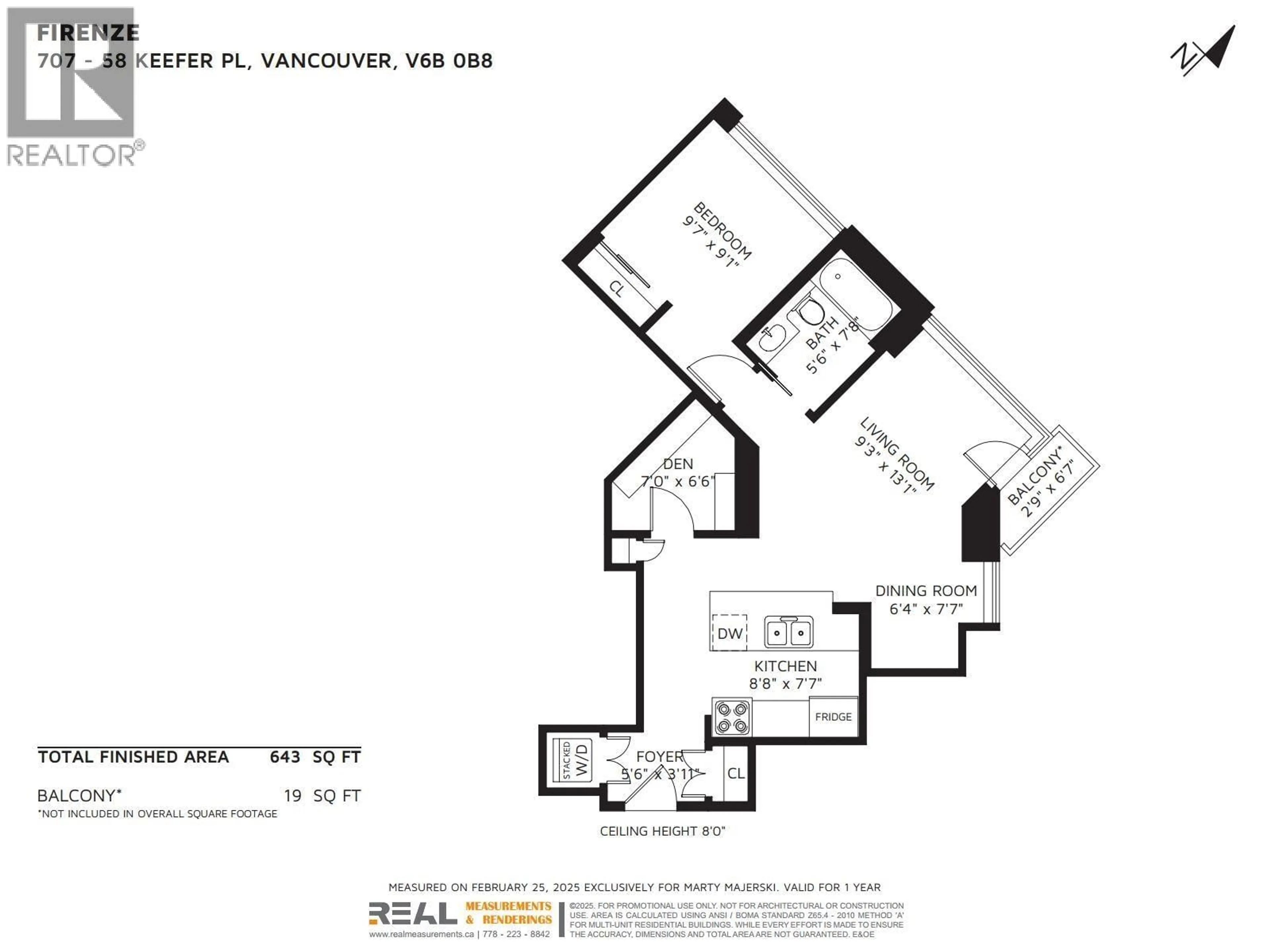 Floor plan for 707 - 58 KEEFER PLACE, Vancouver British Columbia V6B0B8