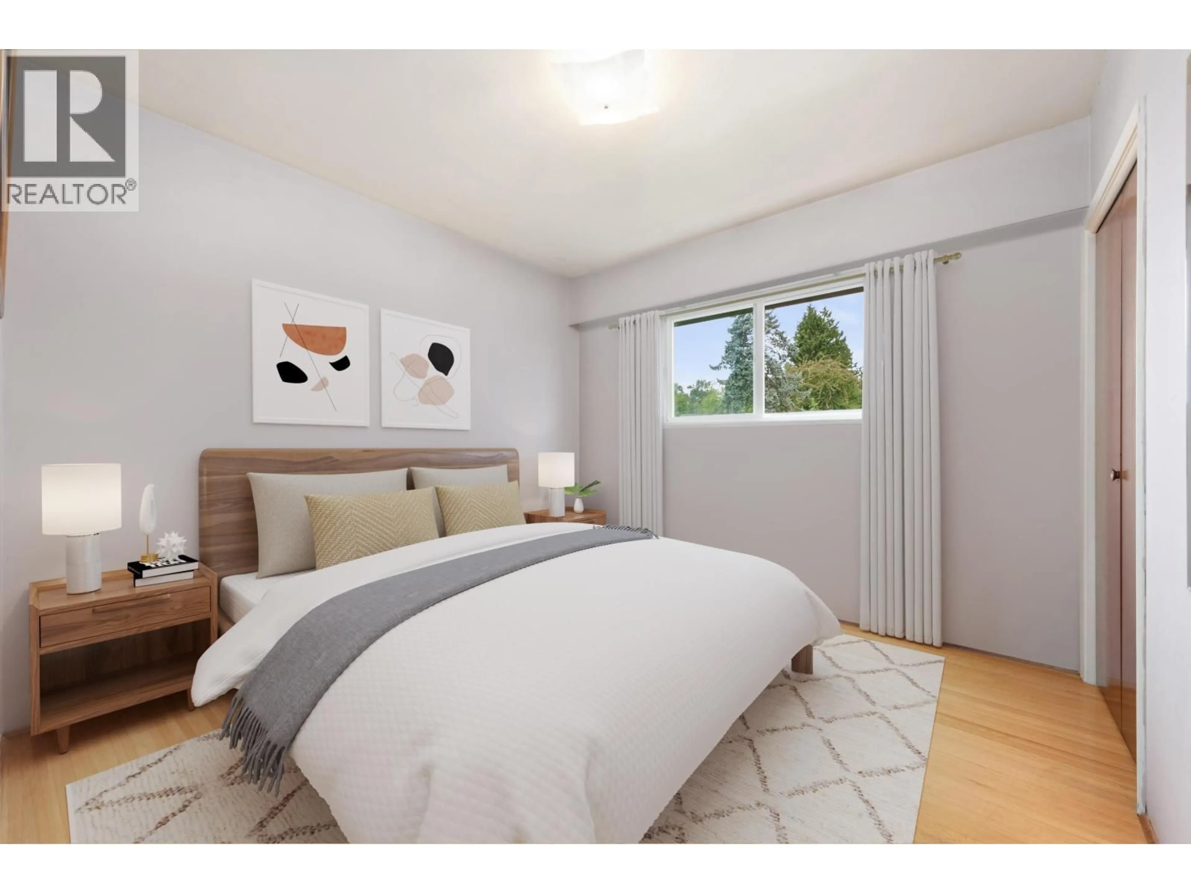 Bedroom with bed, wood/laminate floor for 5456 8A AVENUE, Delta British Columbia V4M1V1