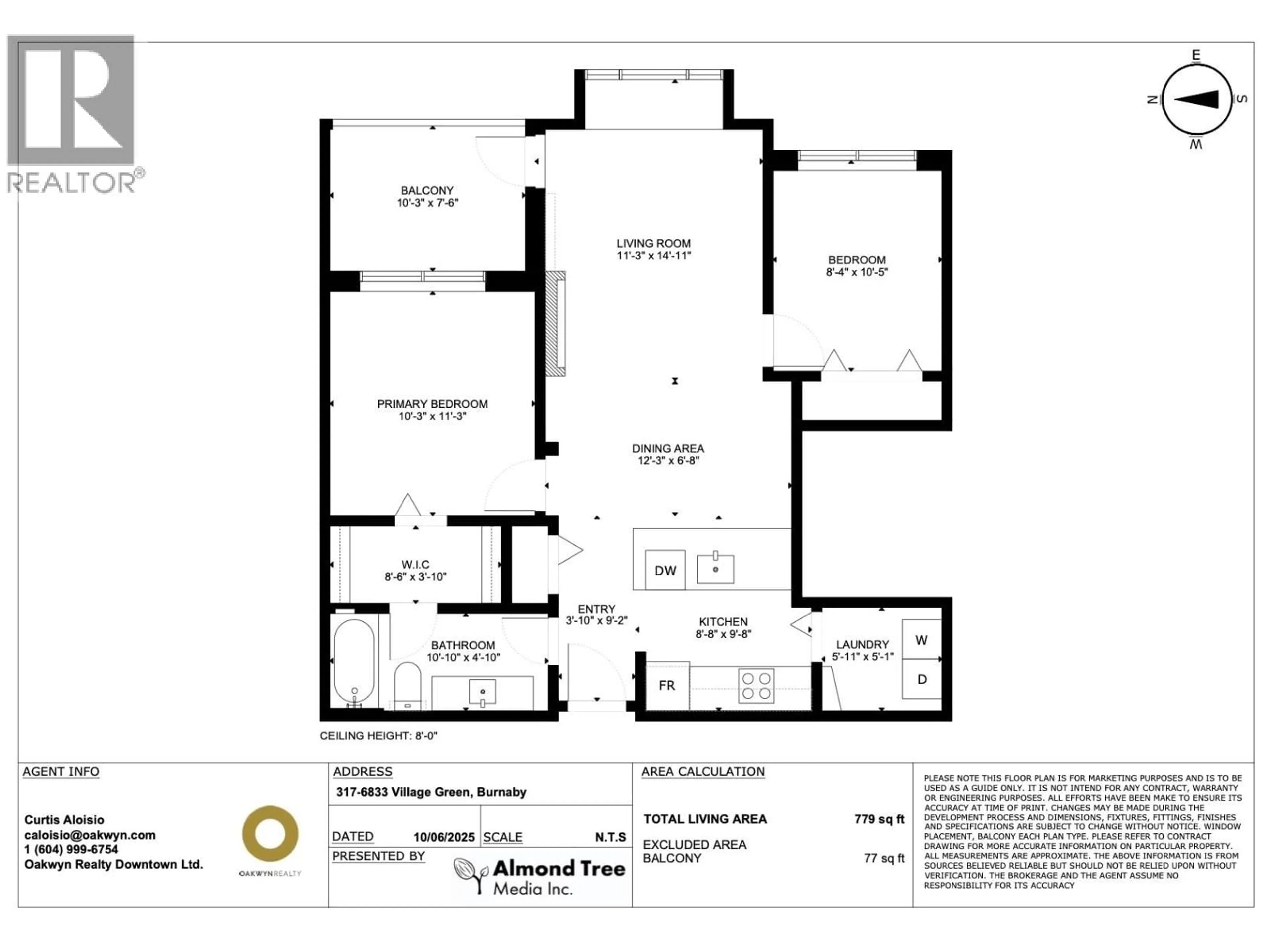 Floor plan for 317 - 6833 VILLAGE, Burnaby British Columbia V5E4M1
