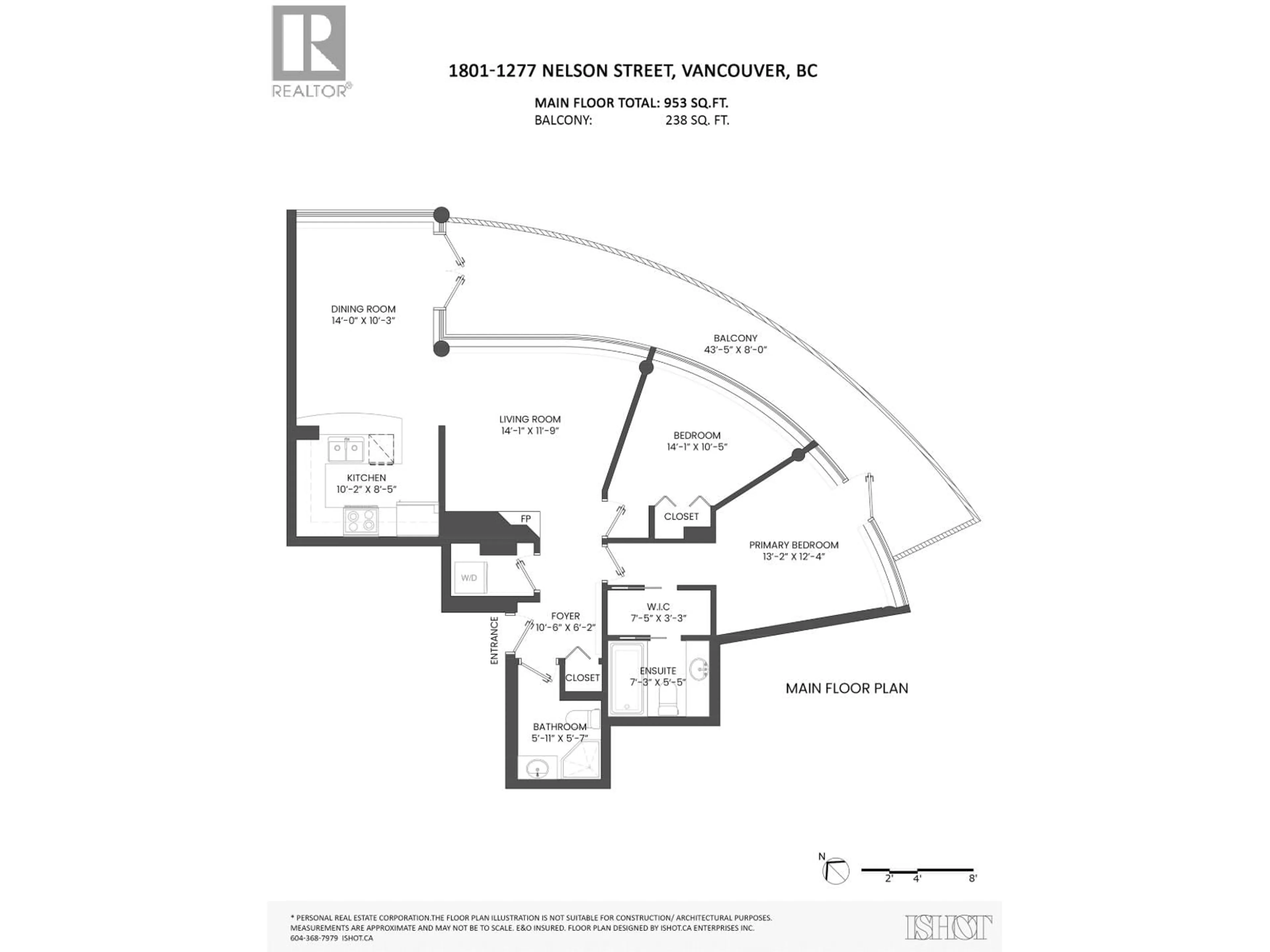 Floor plan for 1801 - 1277 NELSON STREET, Vancouver British Columbia V6E4M8