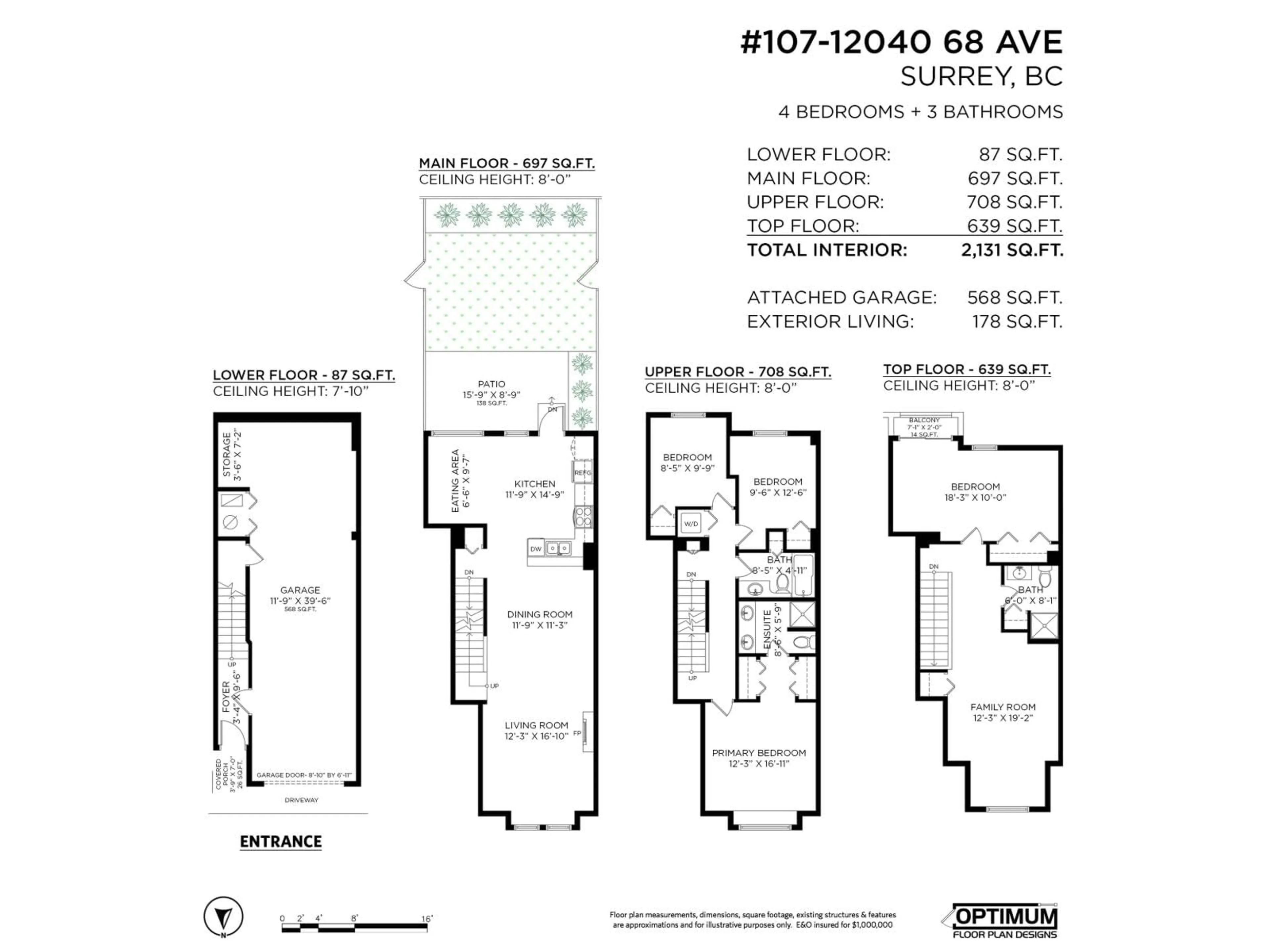 Floor plan for 107 - 12040 68, Surrey British Columbia V3W1P5