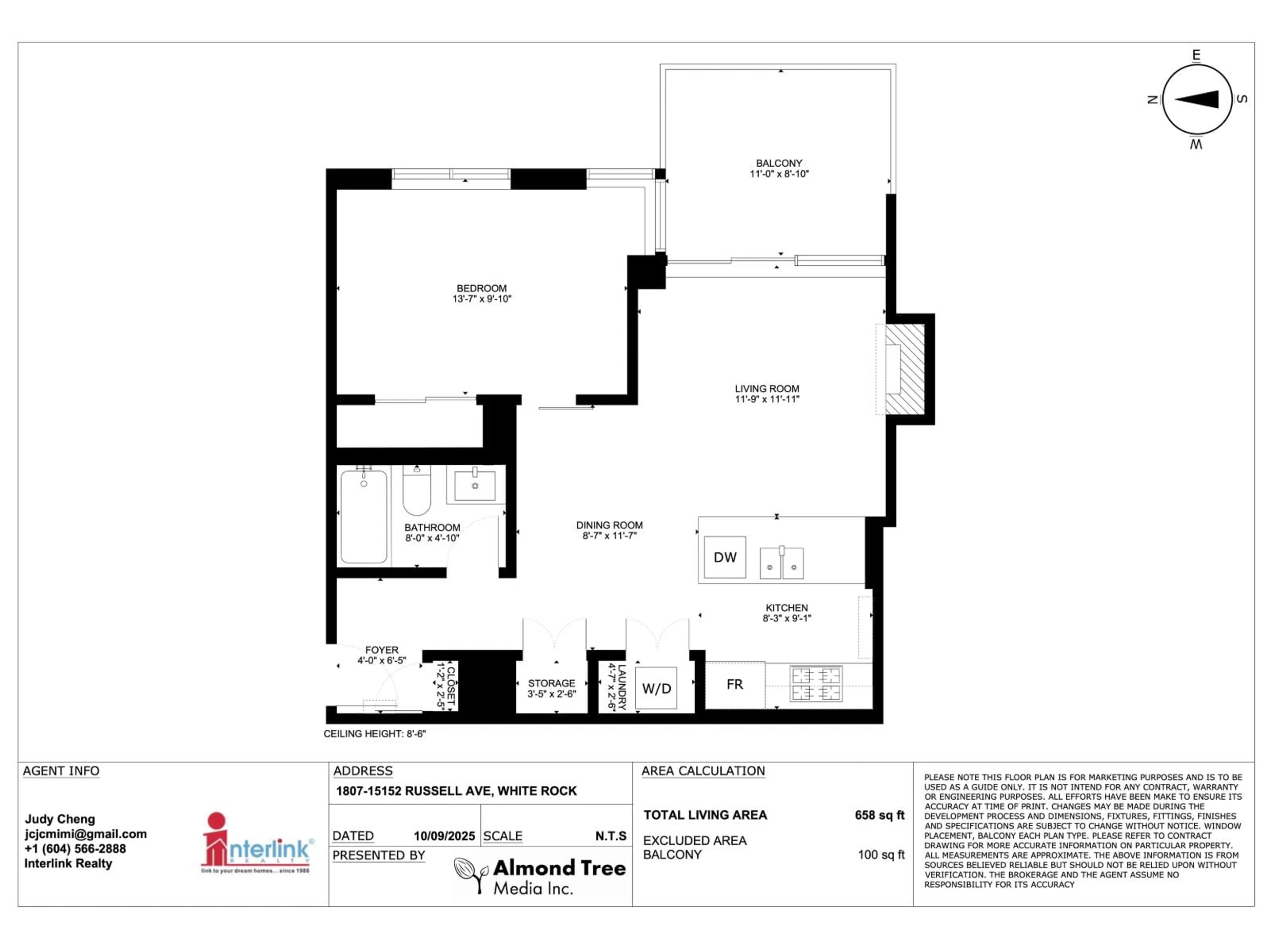 Floor plan for 1807 - 15152 RUSSELL, White Rock British Columbia V4B0A3