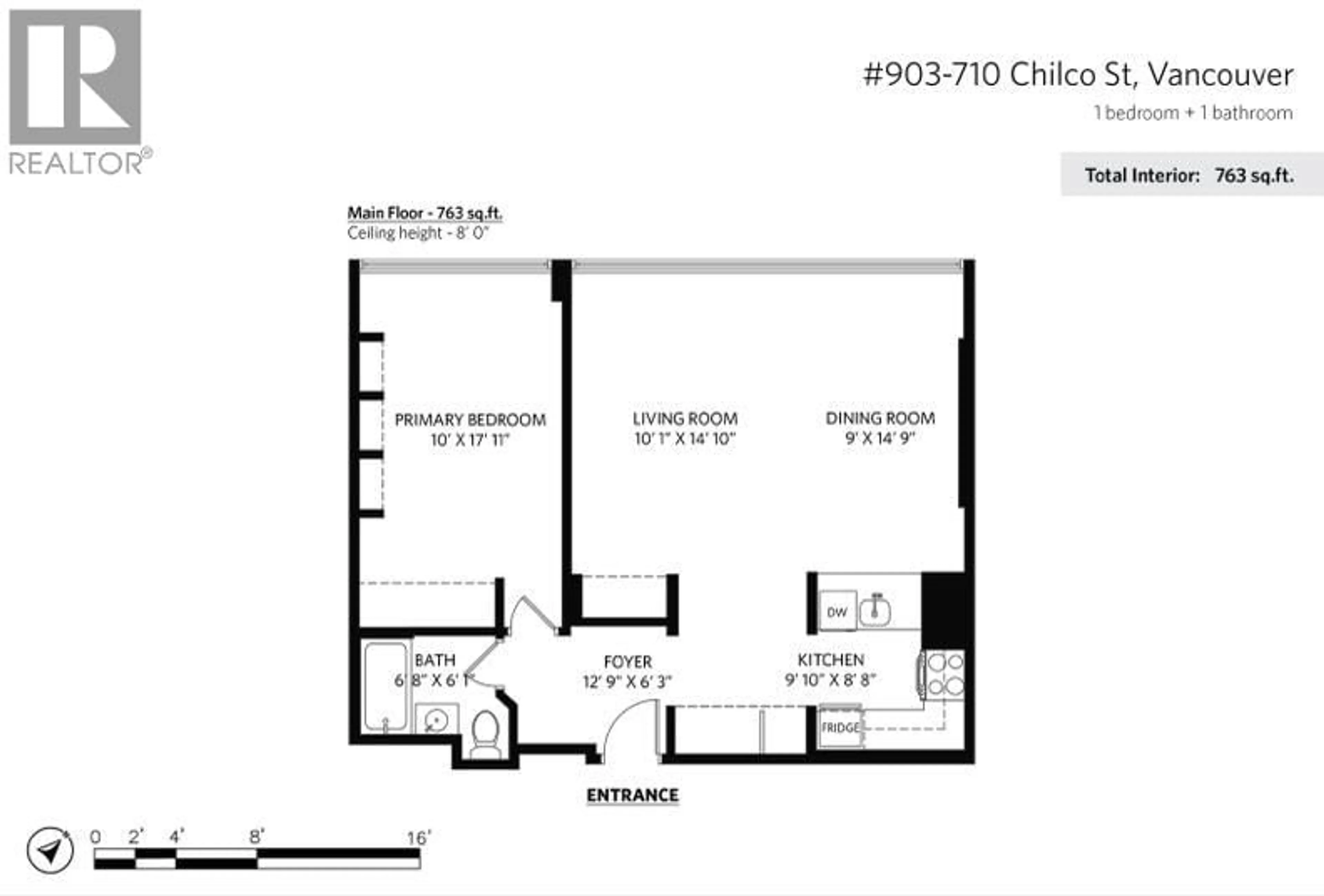 Floor plan for 903 - 710 CHILCO STREET, Vancouver British Columbia V6G2P9