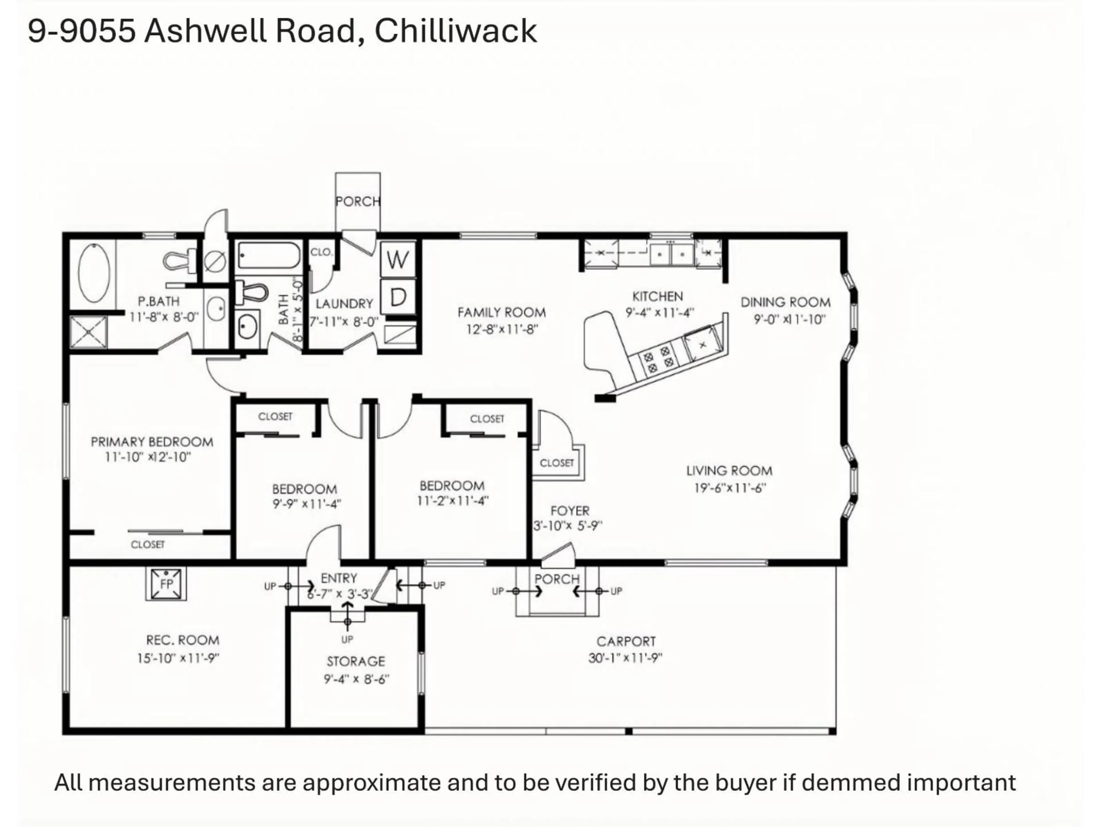 Floor plan for 9 - 9055 ASHWELL ROAD, Chilliwack British Columbia V2P7S6