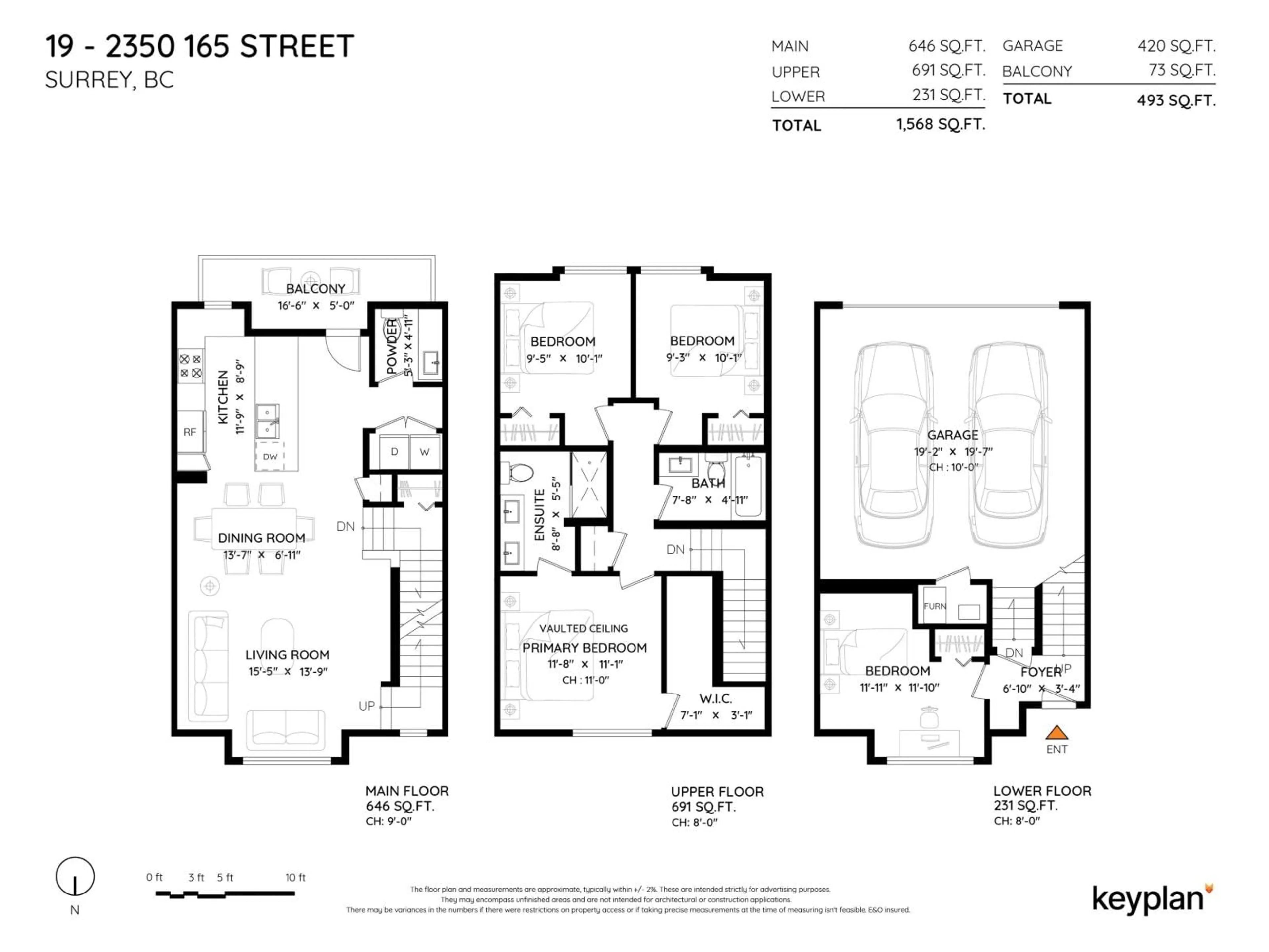Floor plan for 19 - 2350 165, Surrey British Columbia V3Z1J9