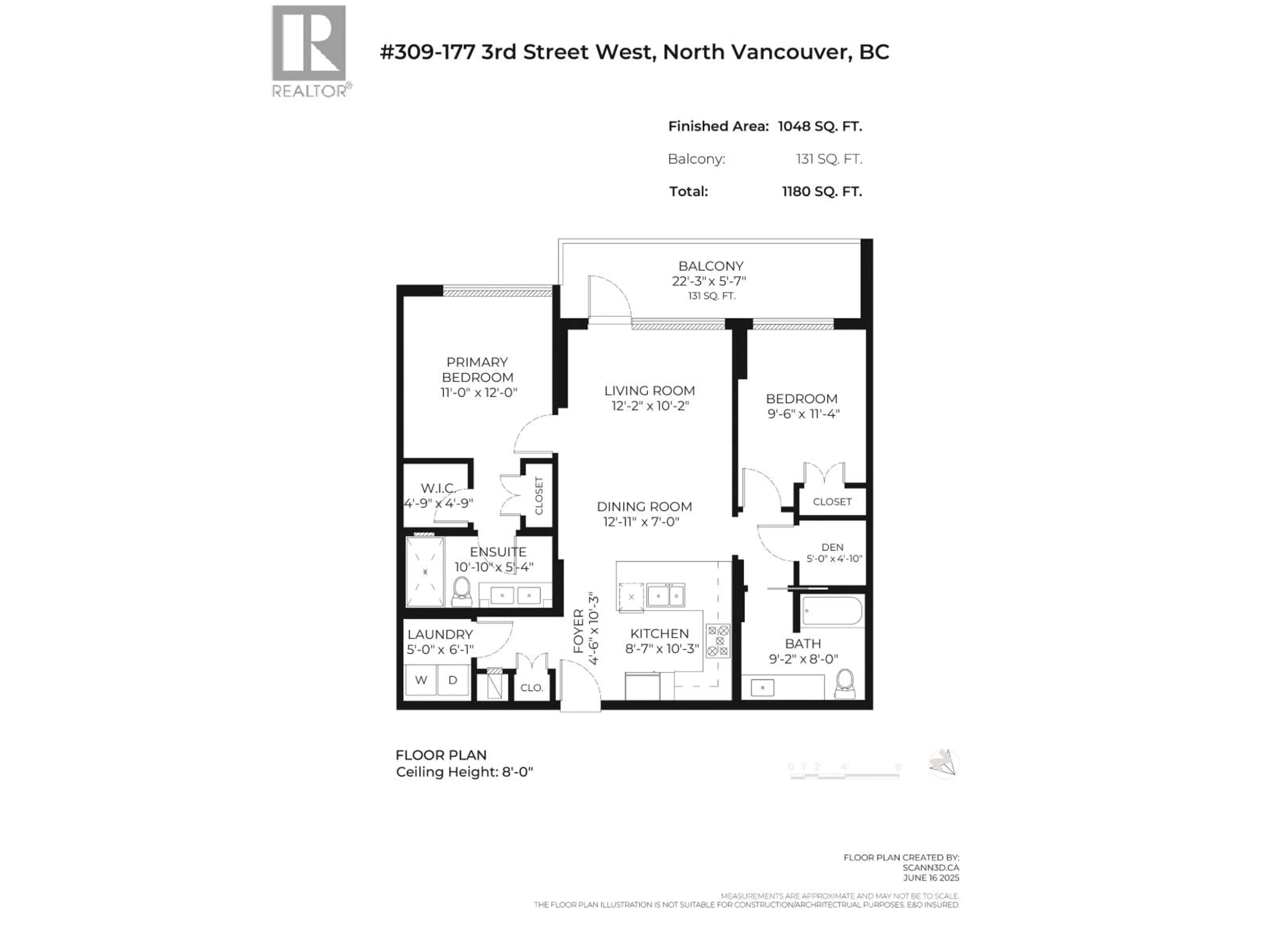 Floor plan for 309 - 177 3RD STREET, North Vancouver British Columbia V7M0G5