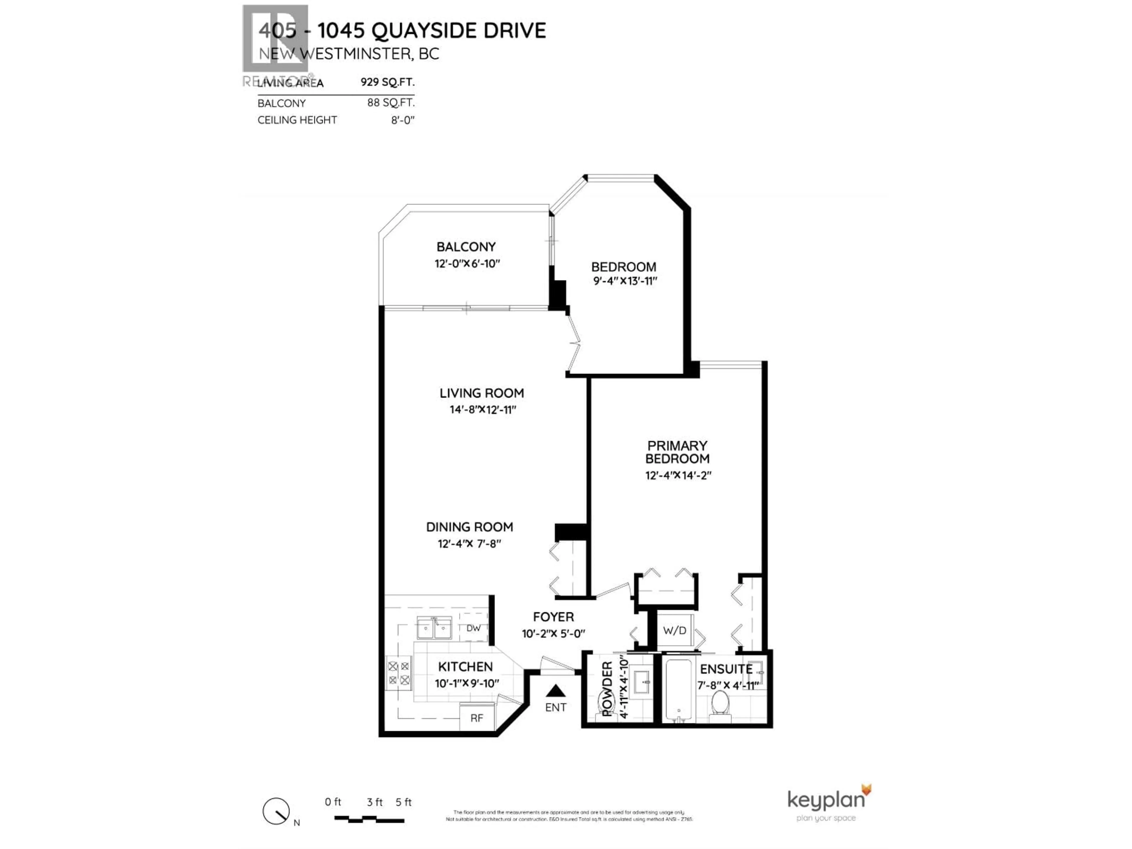 Floor plan for 405 - 1045 QUAYSIDE DRIVE, New Westminster British Columbia V3M6C9