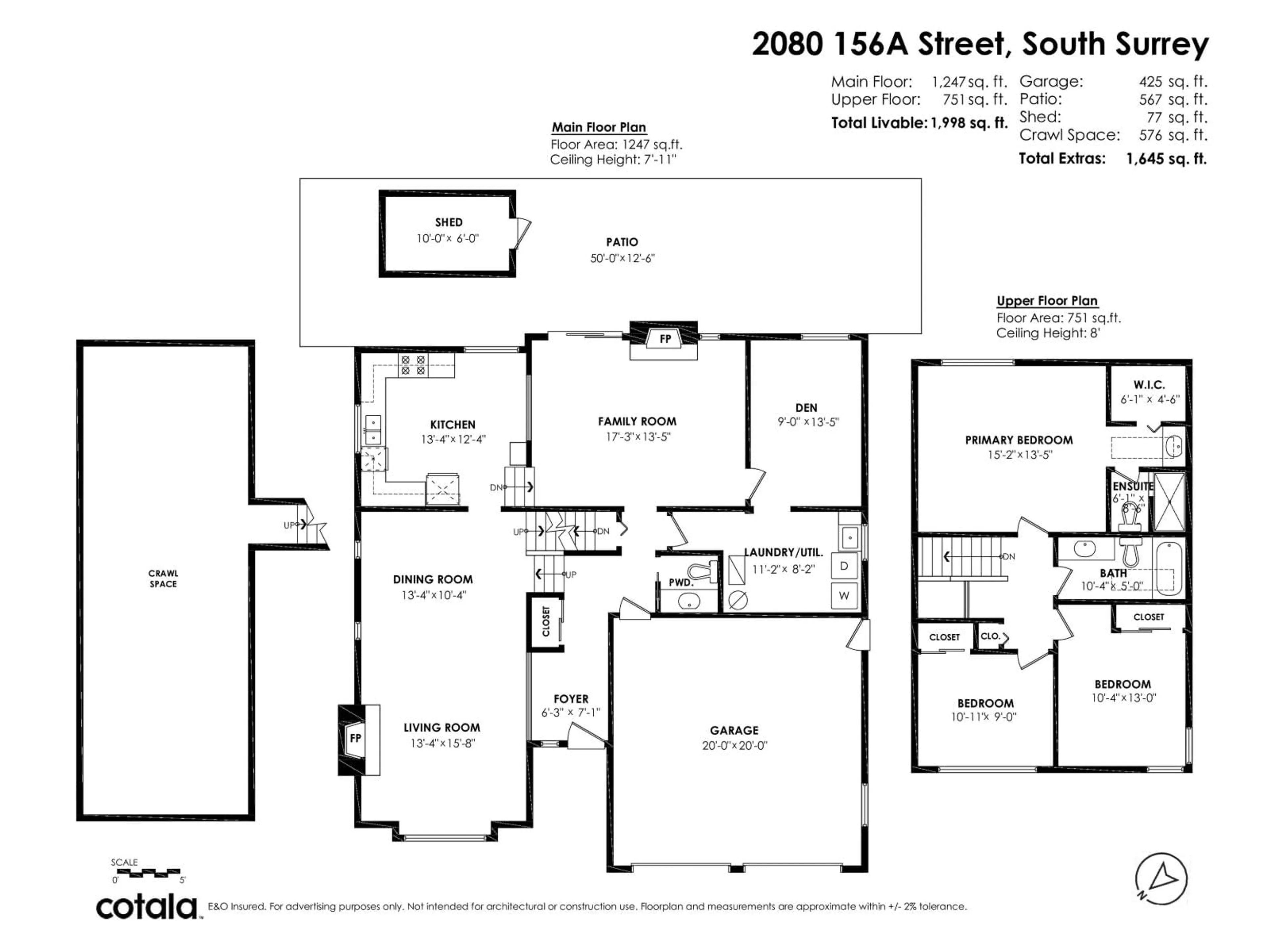 Floor plan for 2080 156A, Surrey British Columbia V4A6S3