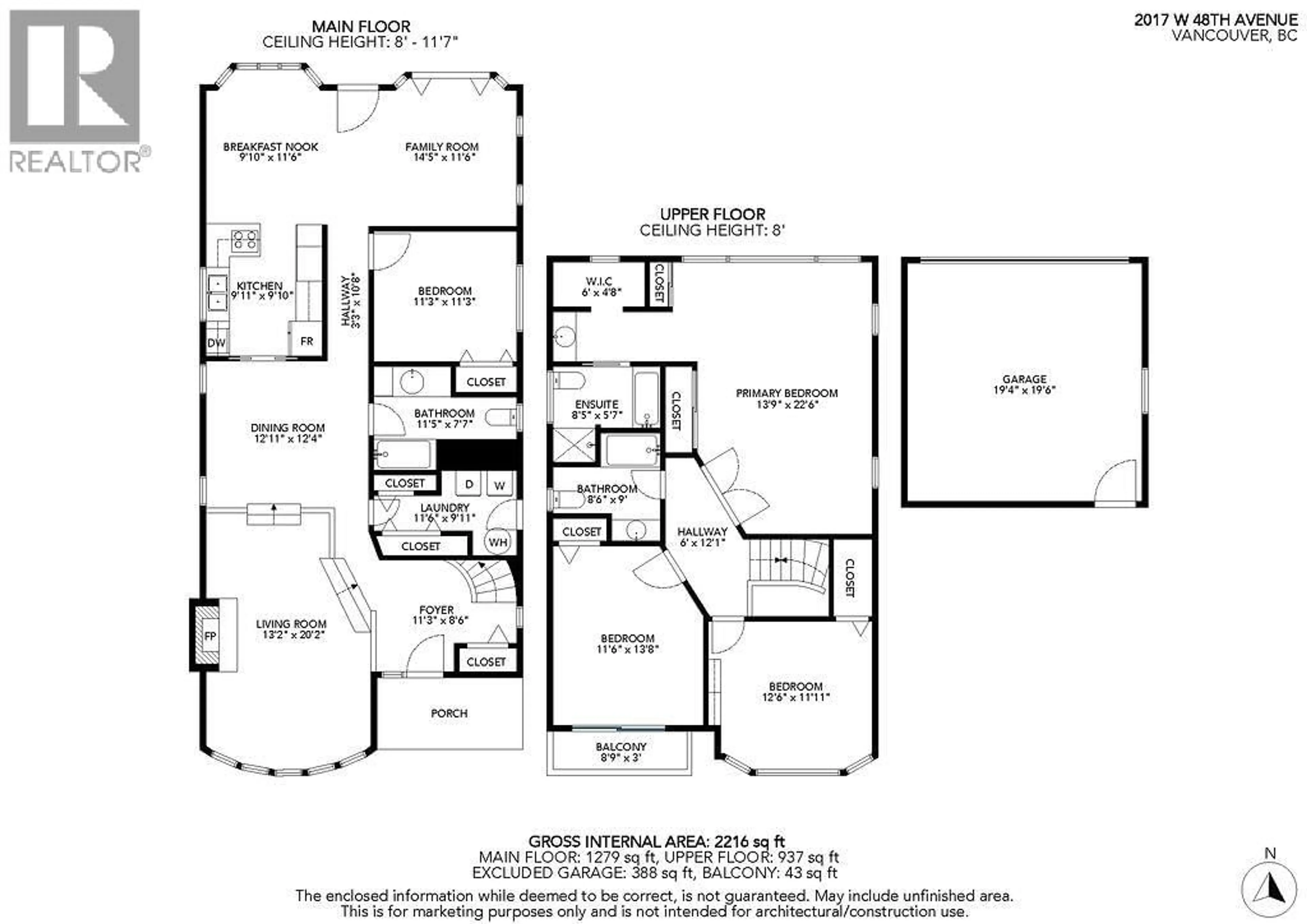 Floor plan for 2017 48TH AVENUE, Vancouver British Columbia V6M2P4