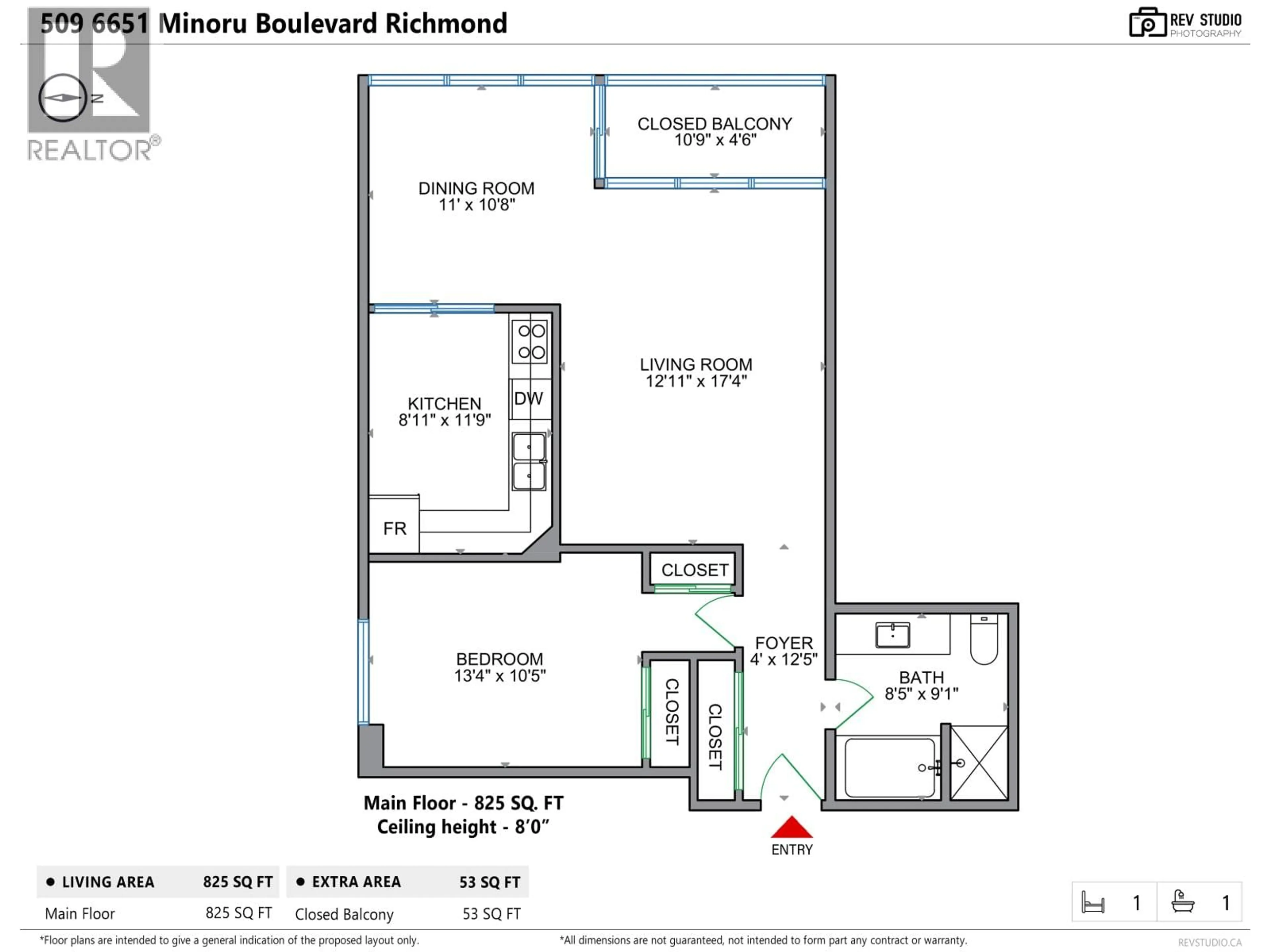 Floor plan for 509 - 6651 MINORU BOULEVARD, Richmond British Columbia V6Y1Z2