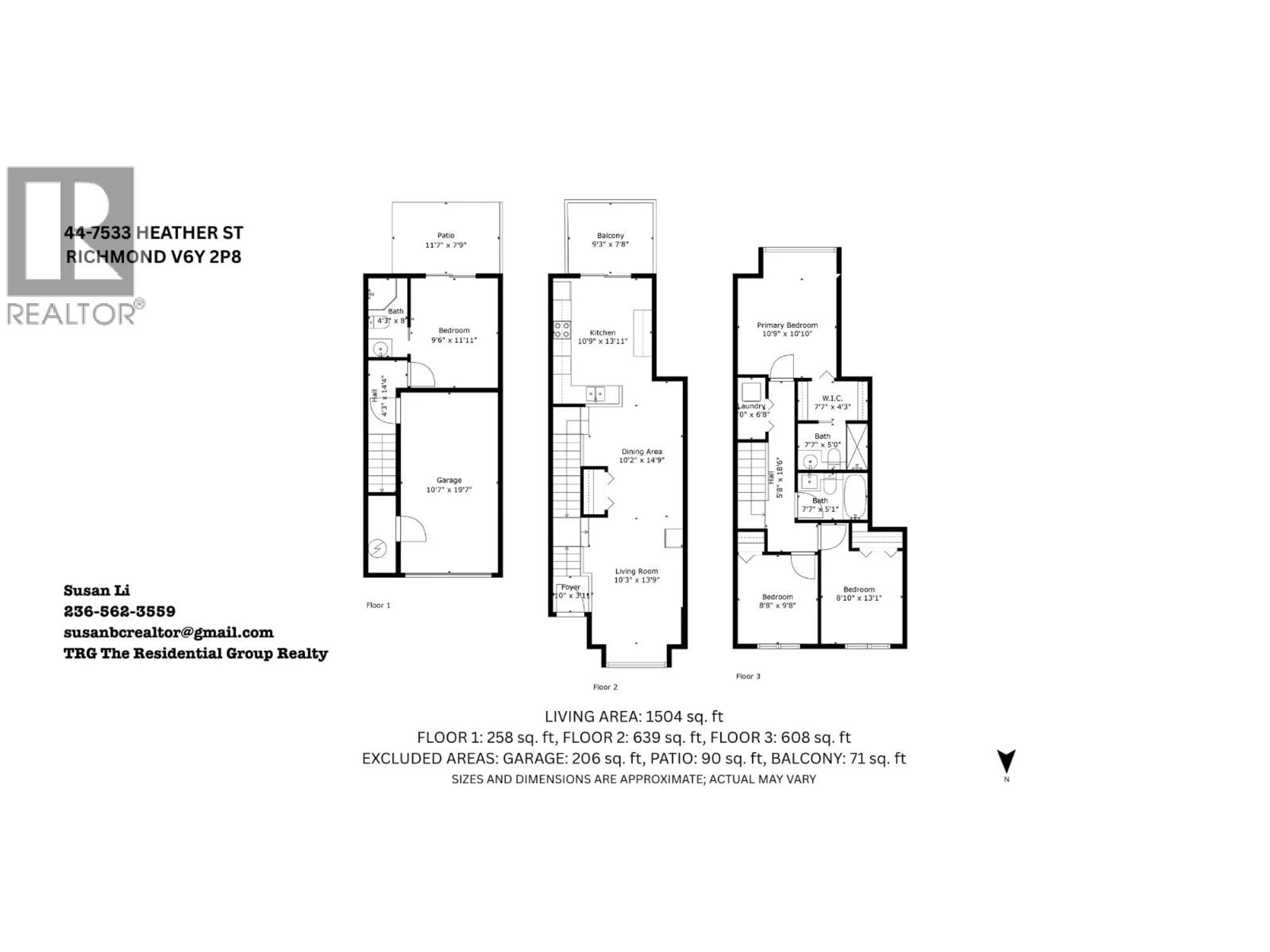 Floor plan for 44 - 7533 HEATHER STREET, Richmond British Columbia V6Y2P8