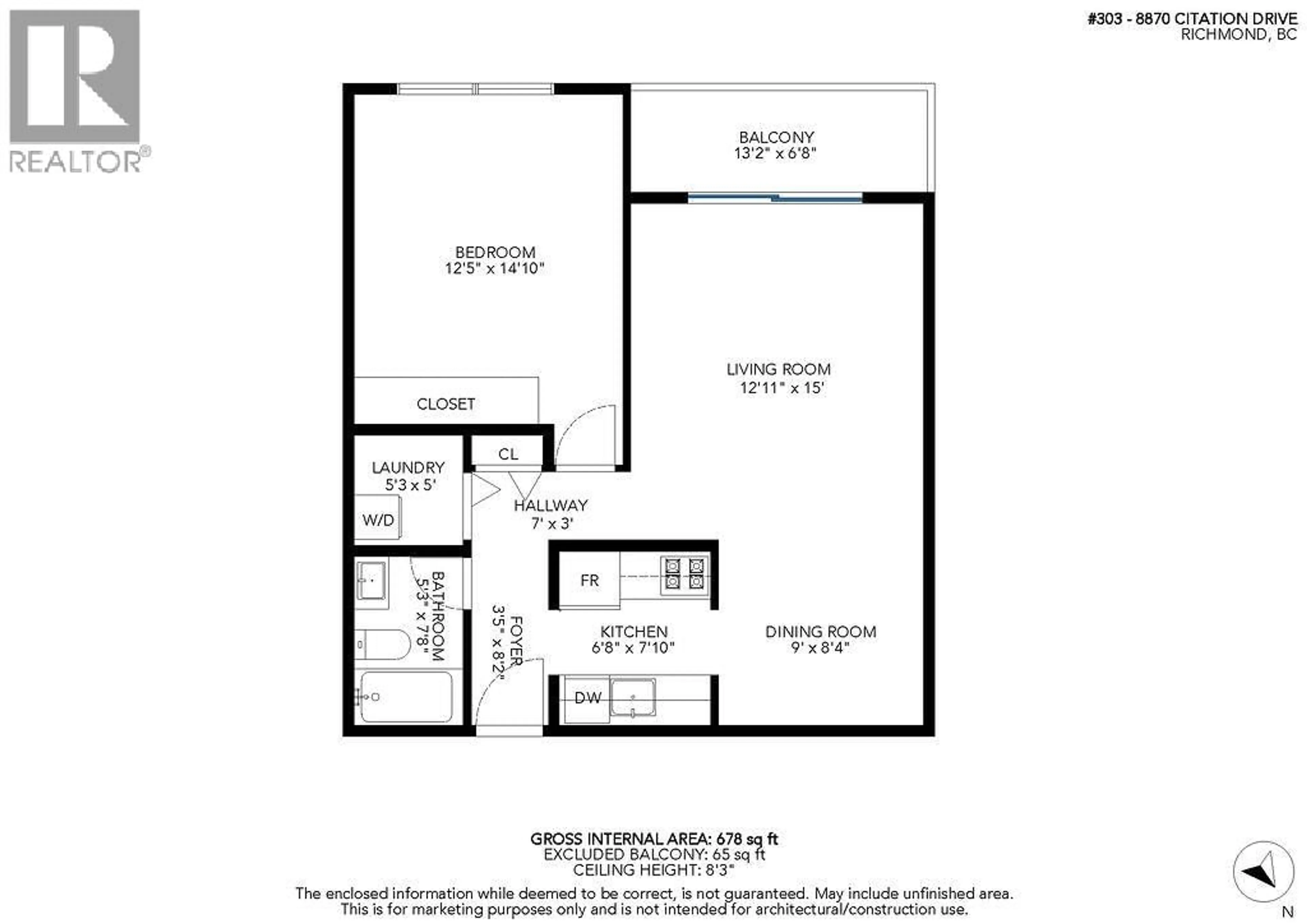 Floor plan for 303 - 8870 CITATION DRIVE, Richmond British Columbia V6Y3A3