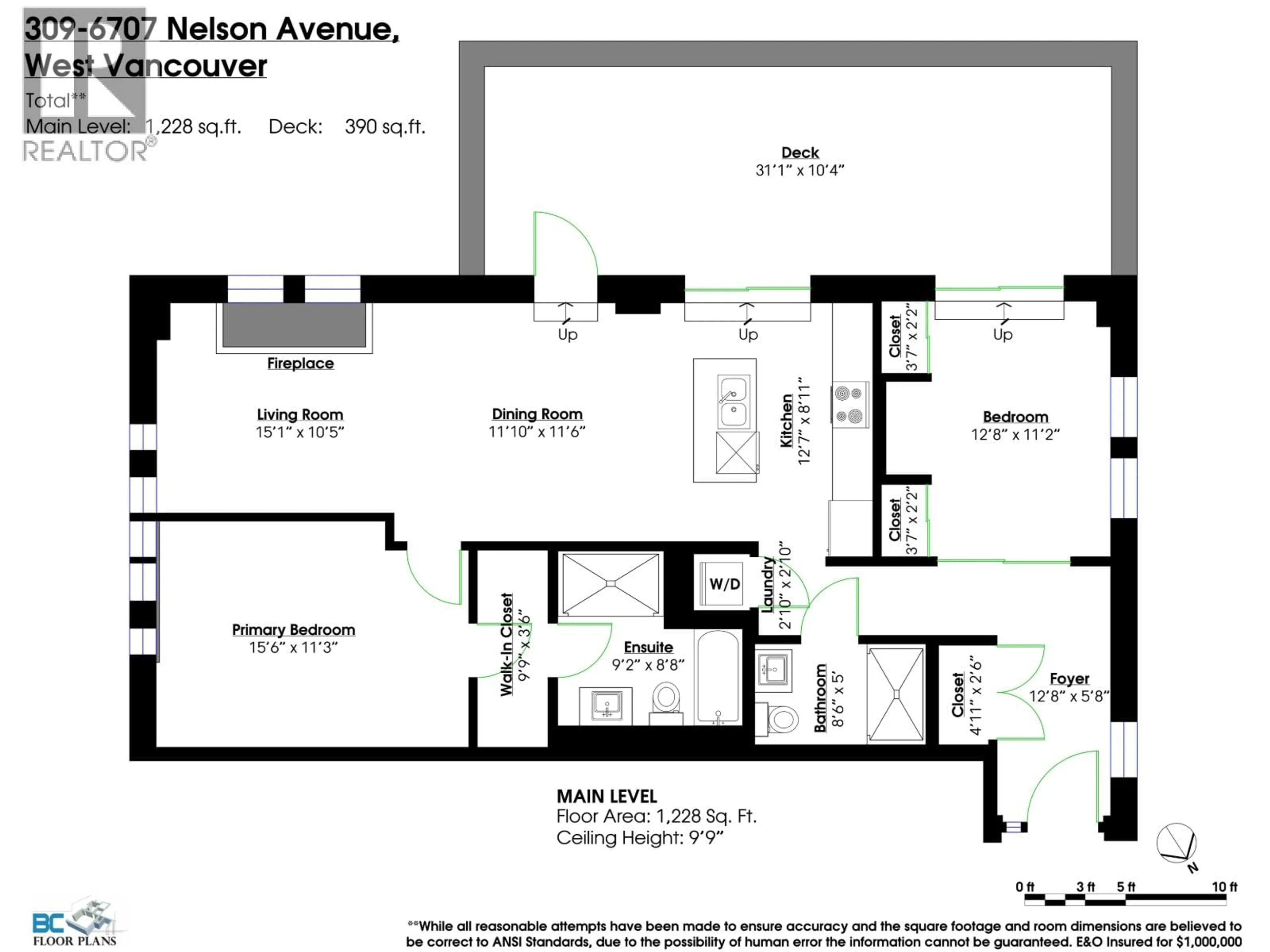 Floor plan for 309 - 6707 NELSON AVENUE, West Vancouver British Columbia V7W0A4