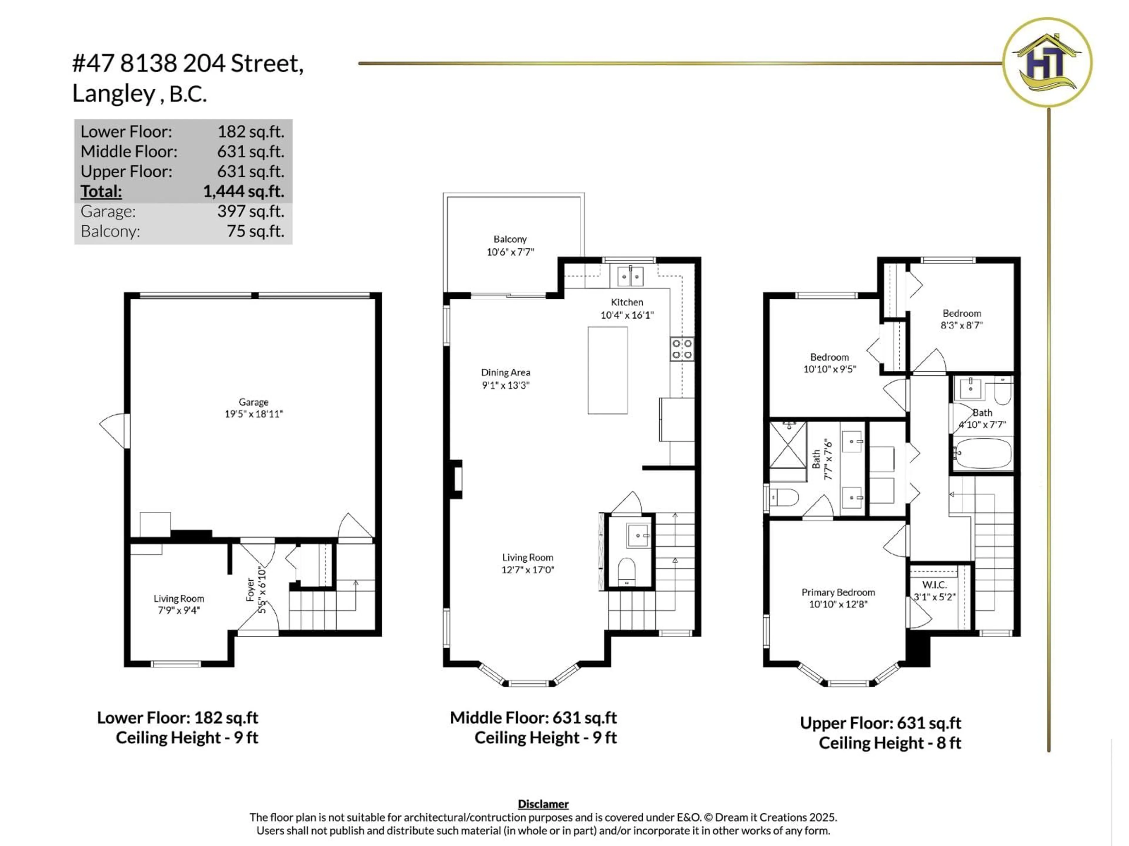 Floor plan for 47 - 8138 204, Langley British Columbia V2Y0T4