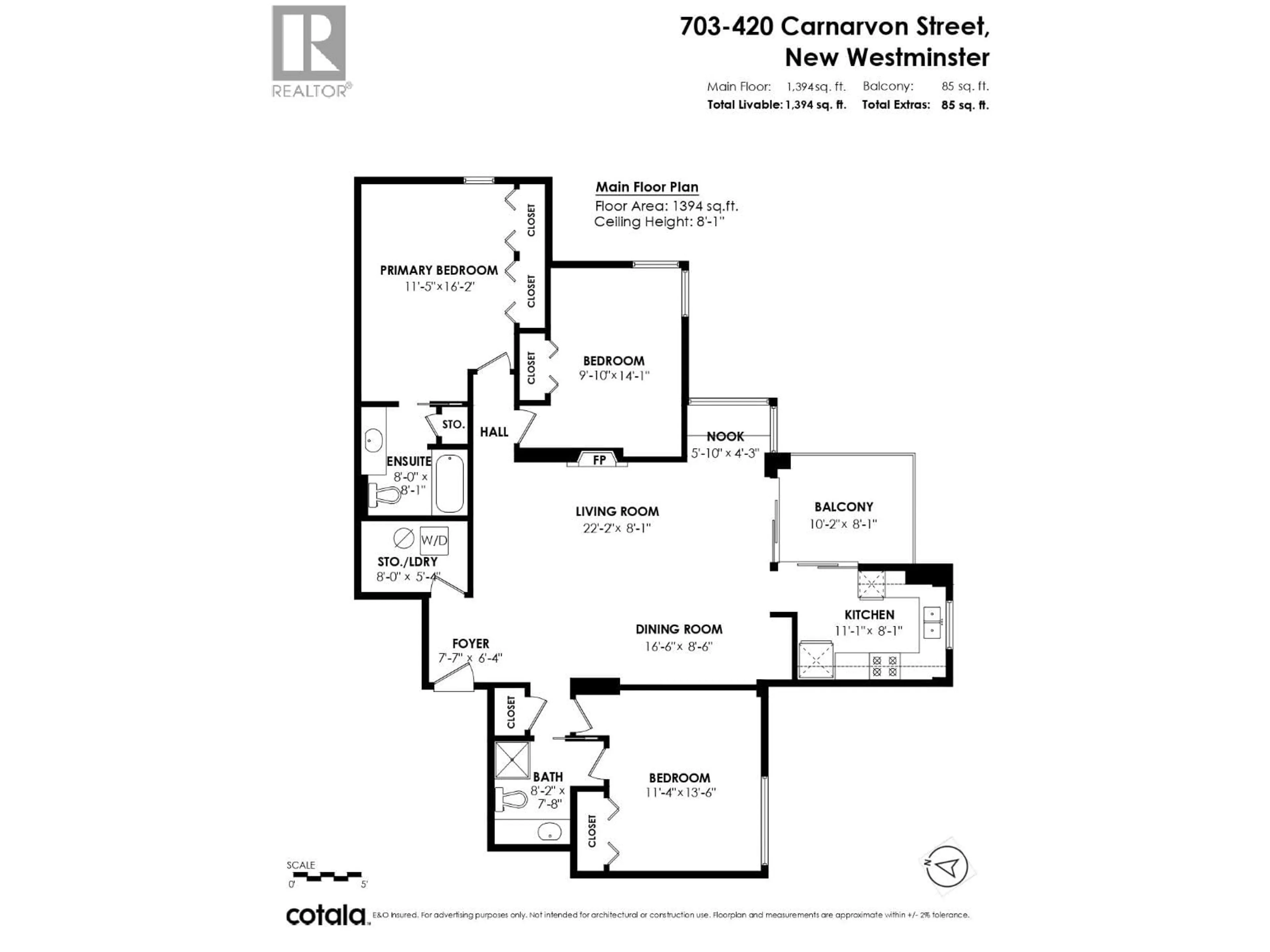 Floor plan for 703 - 420 CARNARVON STREET, New Westminster British Columbia V3L5P1