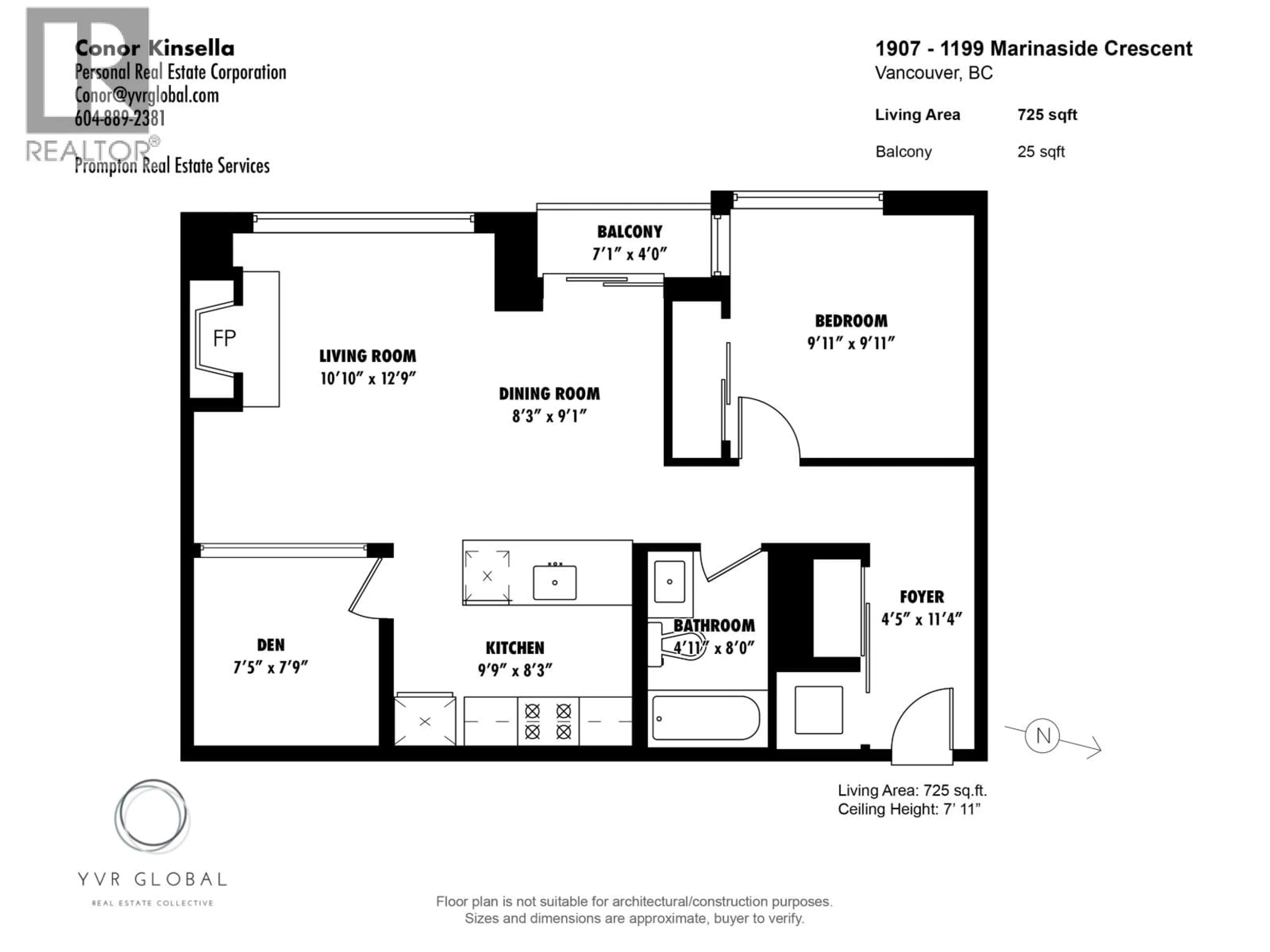 Floor plan for 1907 - 1199 MARINASIDE CRESCENT, Vancouver British Columbia V6Z2Y2