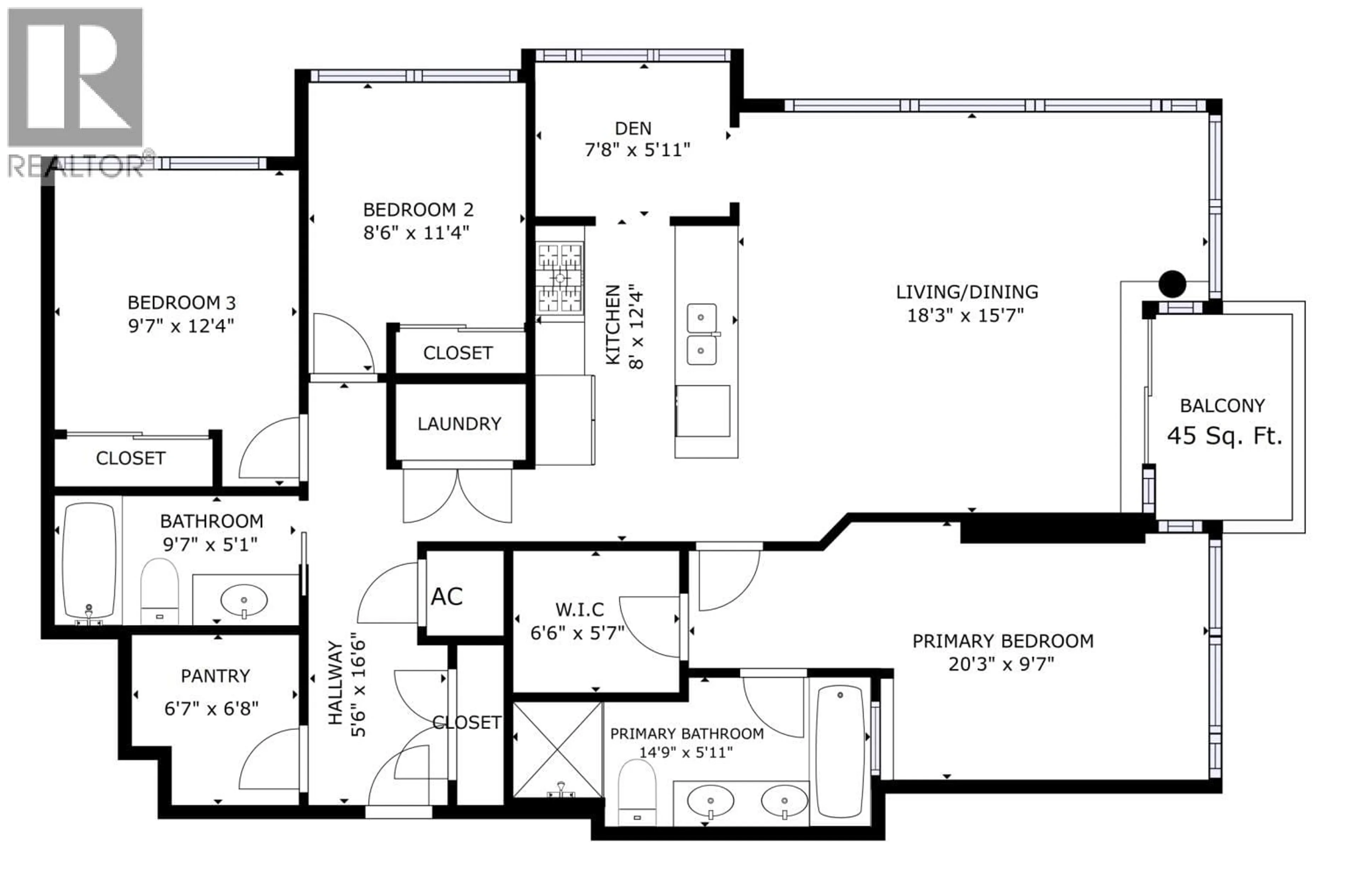 Floor plan for 903 - 1211 MELVILLE STREET, Vancouver British Columbia V6E0A7