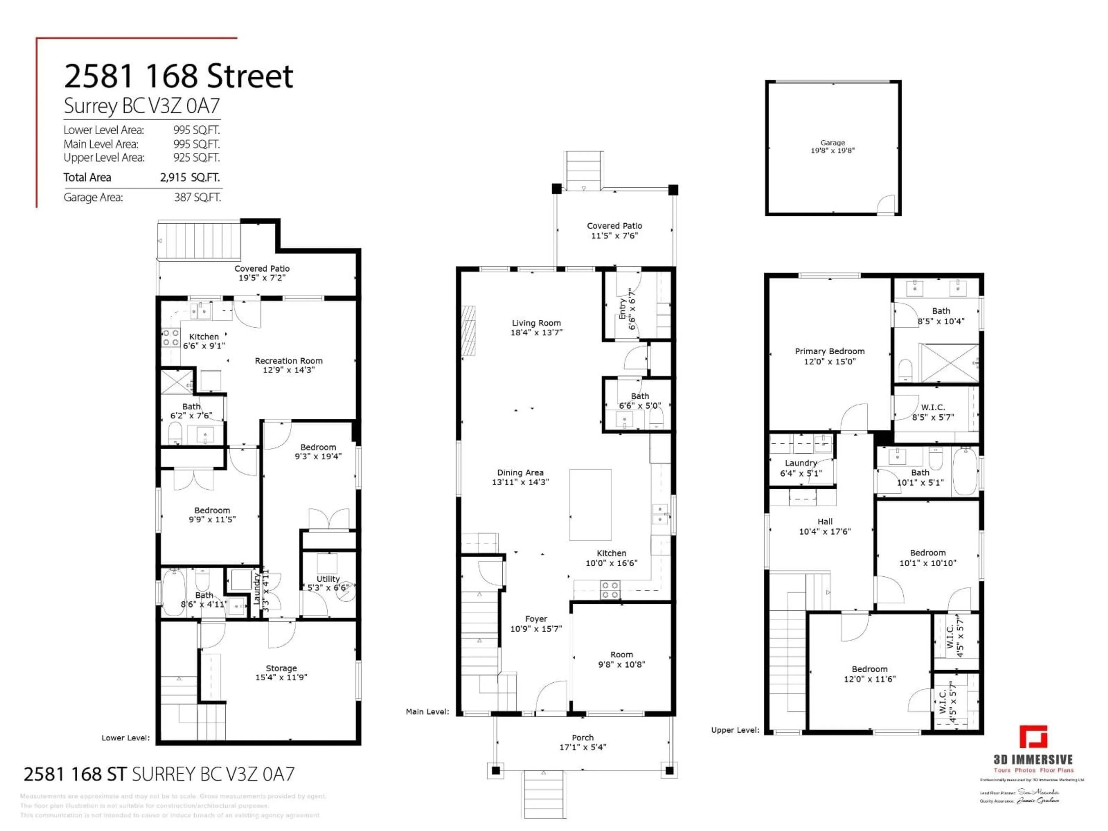 Floor plan for 2581 168, Surrey British Columbia V3Z0A7