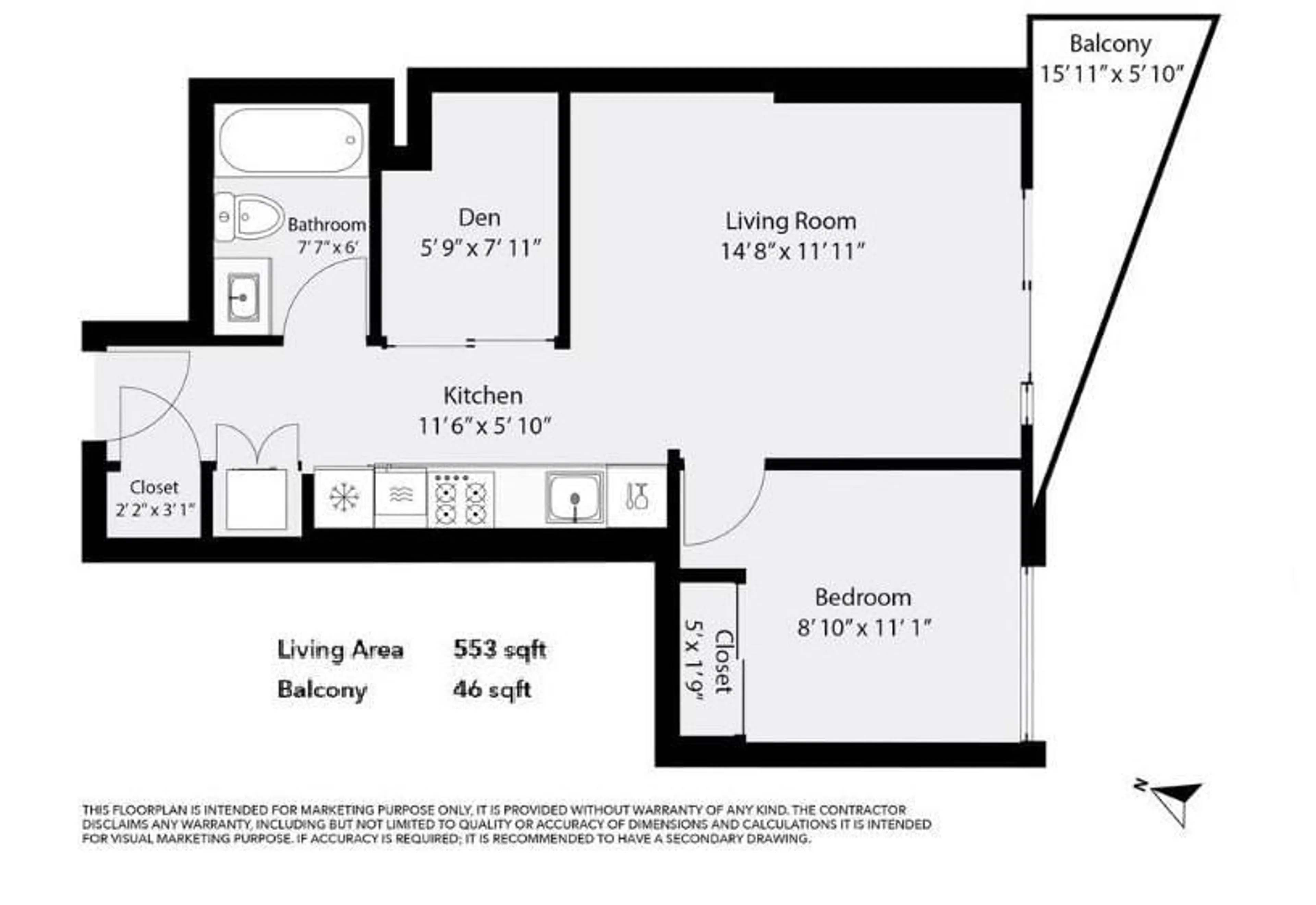 Floor plan for 2609 - 9887 WHALLEY, Surrey British Columbia V3T0P4