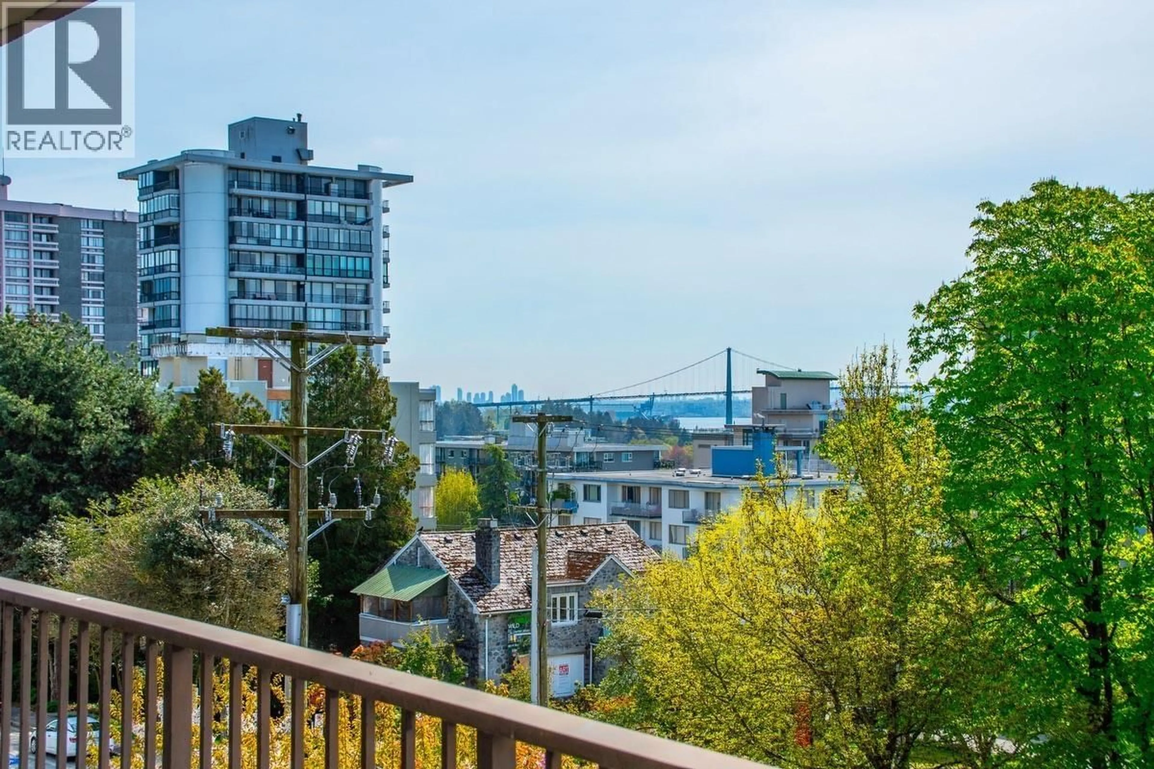 Balcony in the apartment, city buildings view from balcony for 401 - 747 17TH STREET, West Vancouver British Columbia V7V3T4